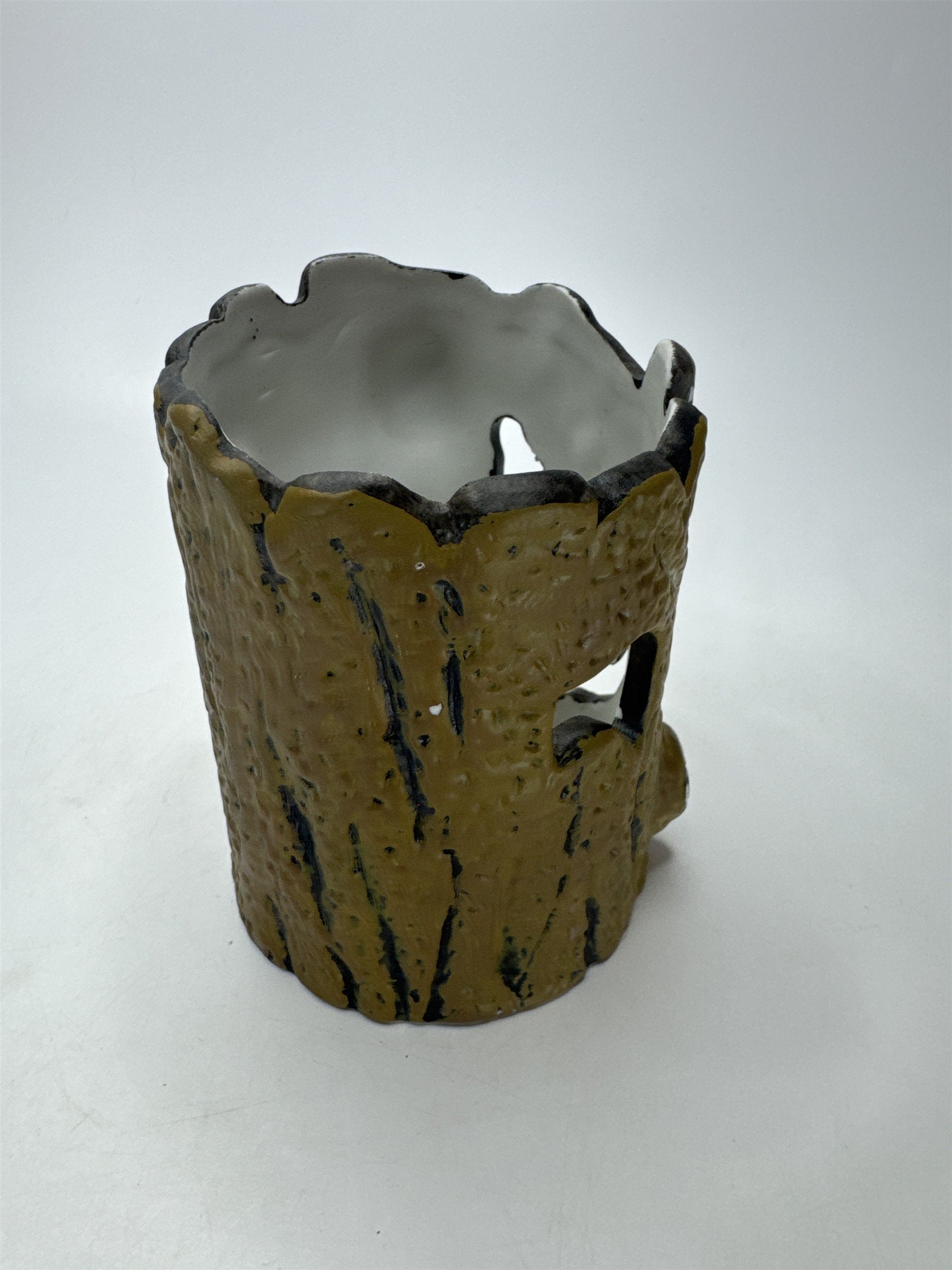 Halloween Spooky Ceramic Tree Trunk Votive Holder Spider Web Jack-O