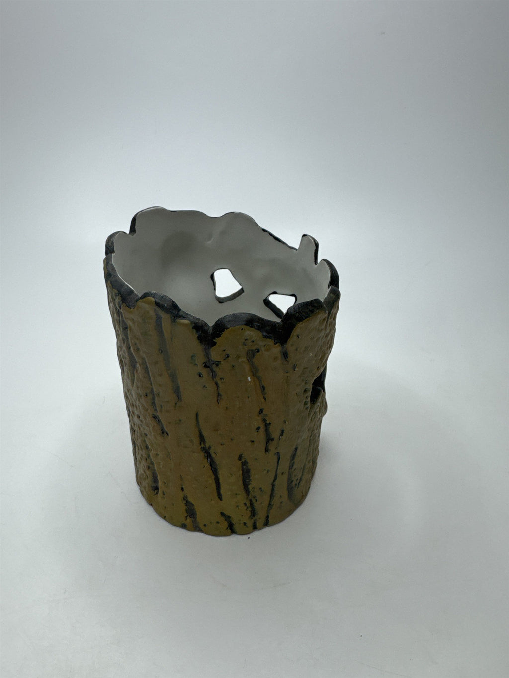 Halloween Spooky Ceramic Tree Trunk Votive Holder Spider Web Jack-O