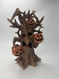 Spooky Village Lighted Haunted Resin Tree 11.75" Jack O Lantern Halloween Decor