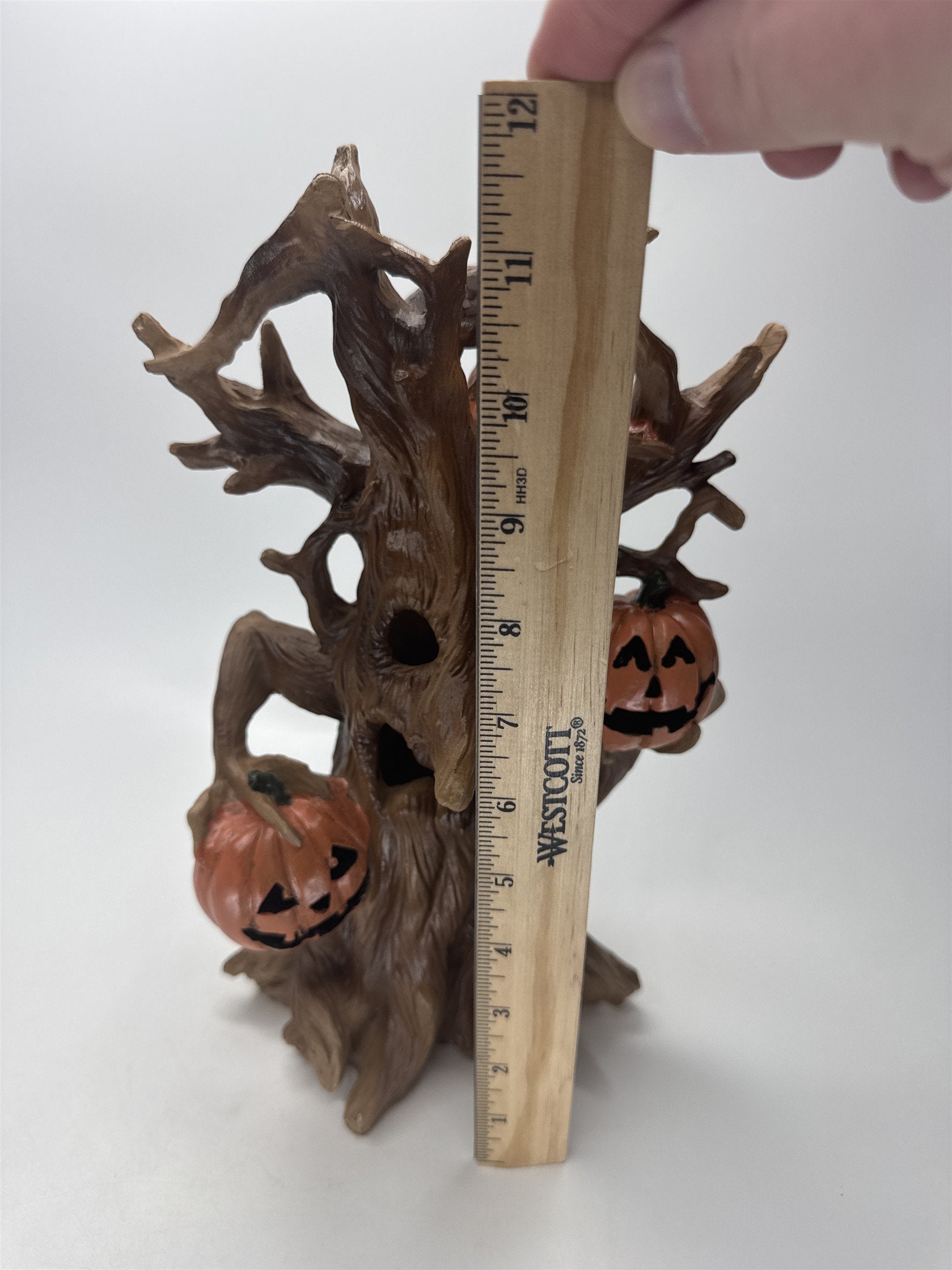 Spooky Village Lighted Haunted Resin Tree 11.75" Jack O Lantern Halloween Decor