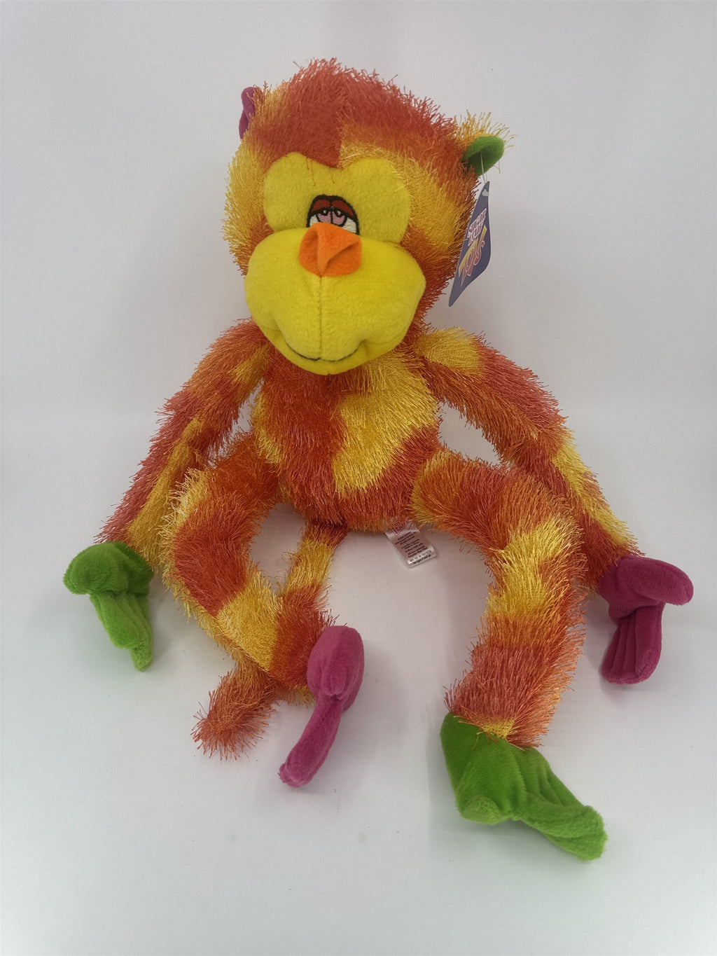 Sugar Loaf Toys Orange And Yellow Stuffed Plush Toy Monkey W/ Pink/Green Paws
