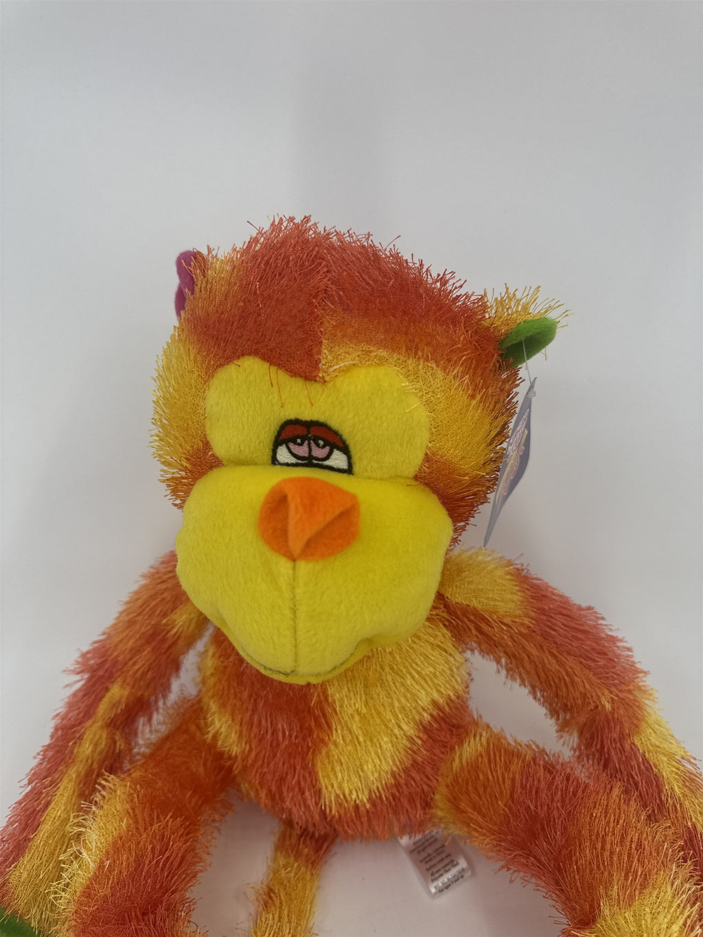 Sugar Loaf Toys Orange And Yellow Stuffed Plush Toy Monkey W/ Pink/Green Paws