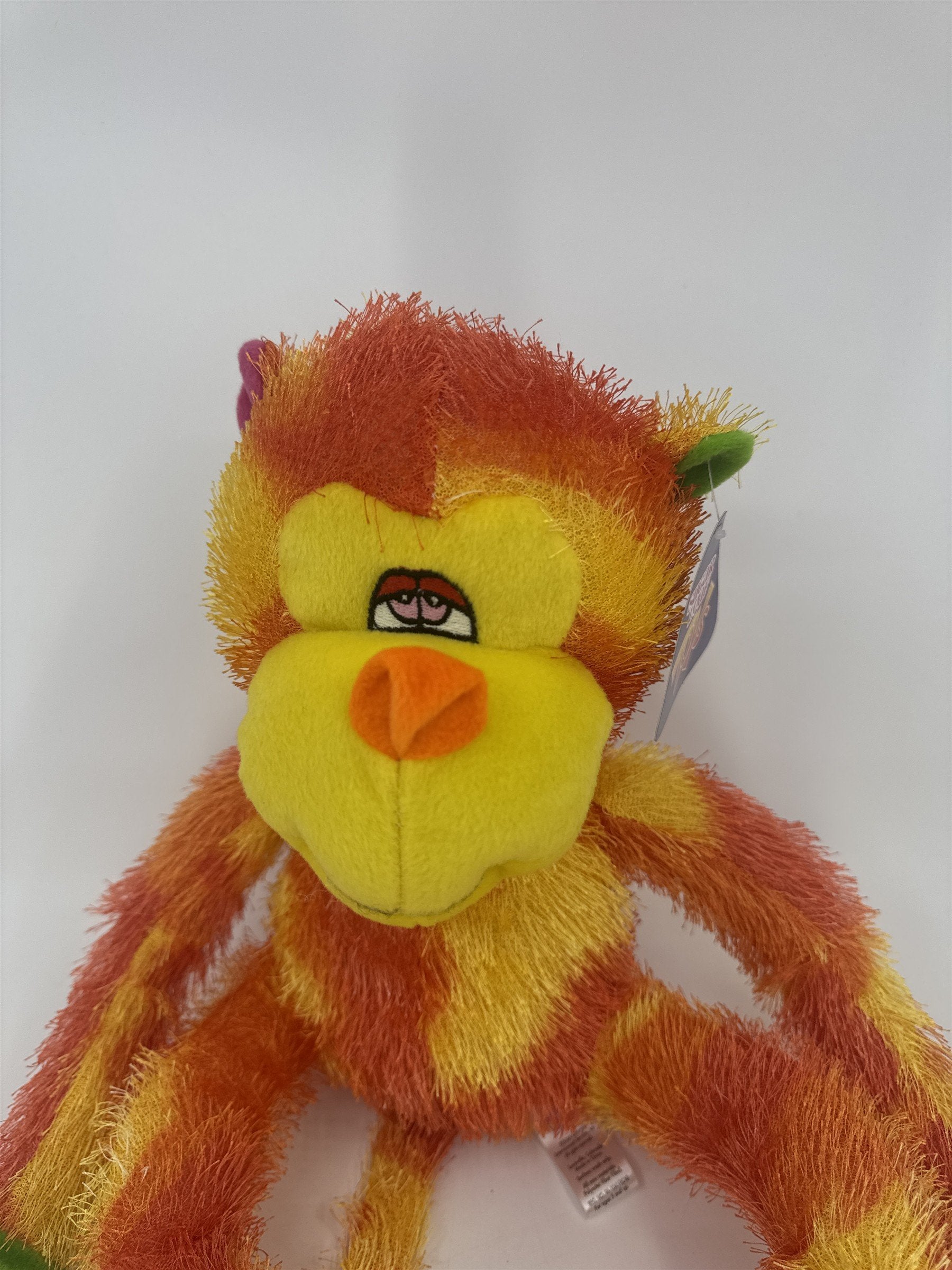 Sugar Loaf Toys Orange And Yellow Stuffed Plush Toy Monkey W/ Pink/Green Paws