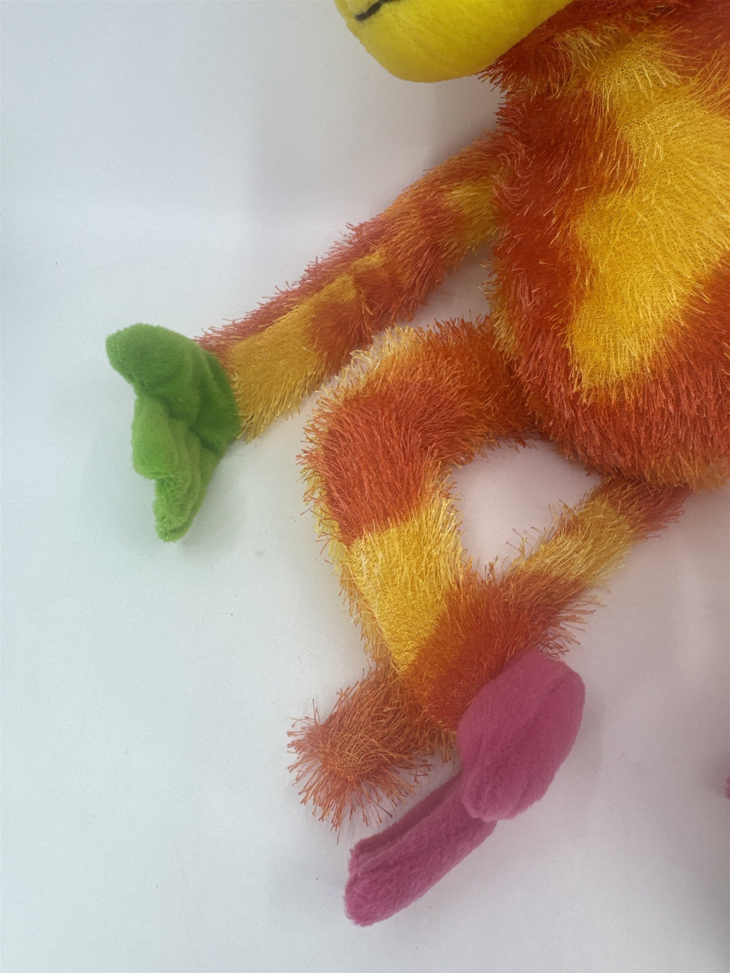 Sugar Loaf Toys Orange And Yellow Stuffed Plush Toy Monkey W/ Pink/Green Paws