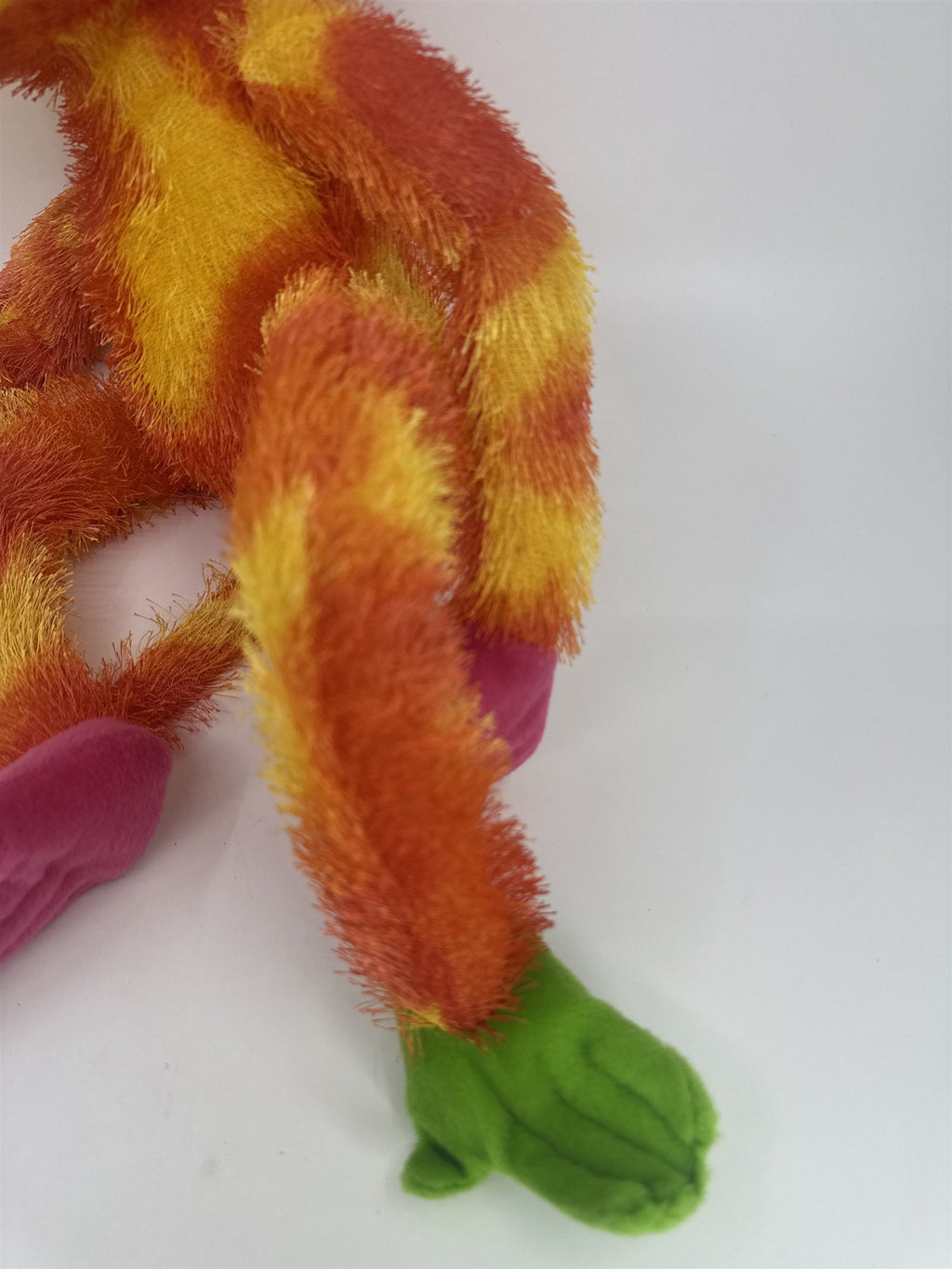 Sugar Loaf Toys Orange And Yellow Stuffed Plush Toy Monkey W/ Pink/Green Paws