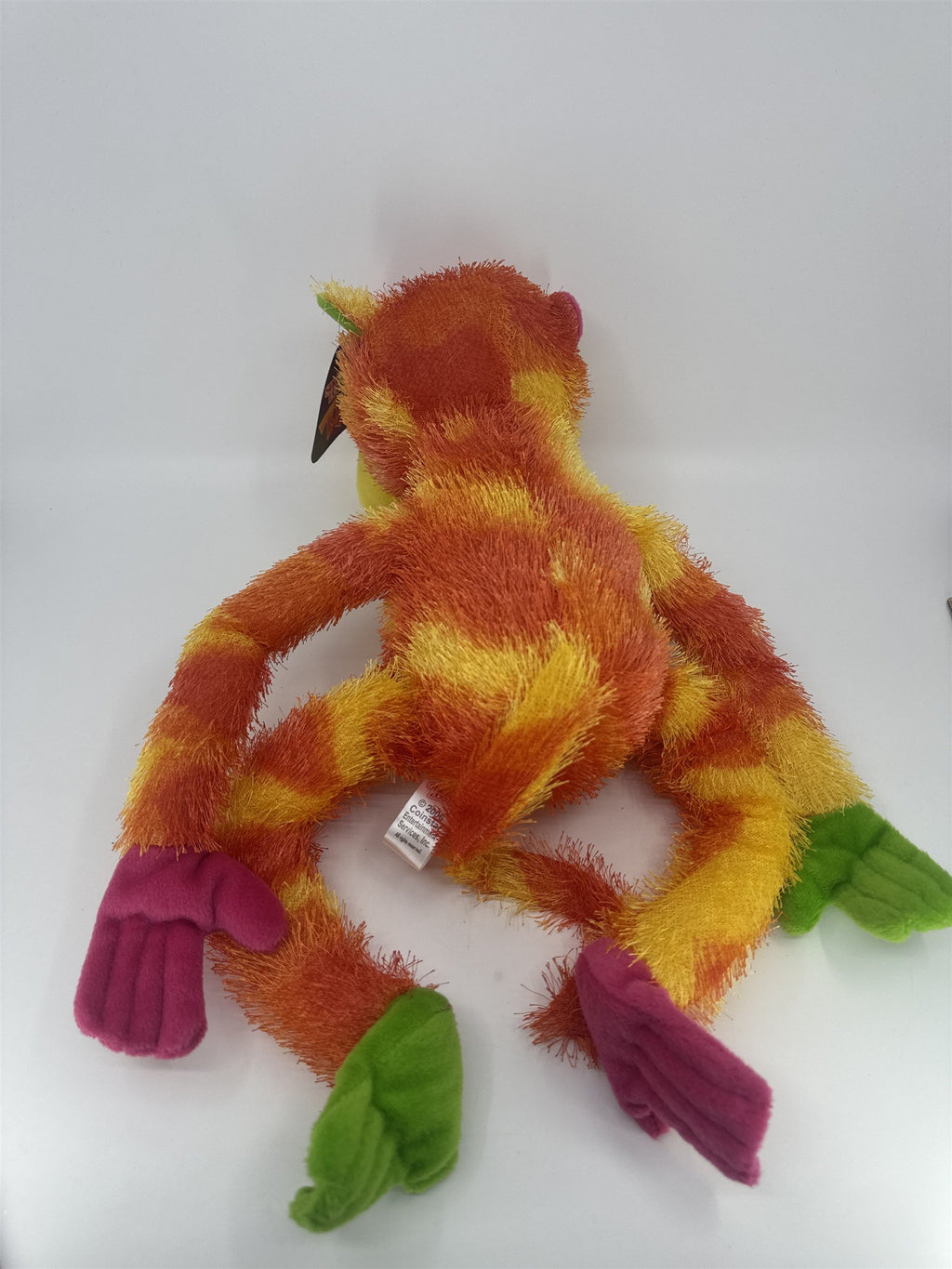 Sugar Loaf Toys Orange And Yellow Stuffed Plush Toy Monkey W/ Pink/Green Paws