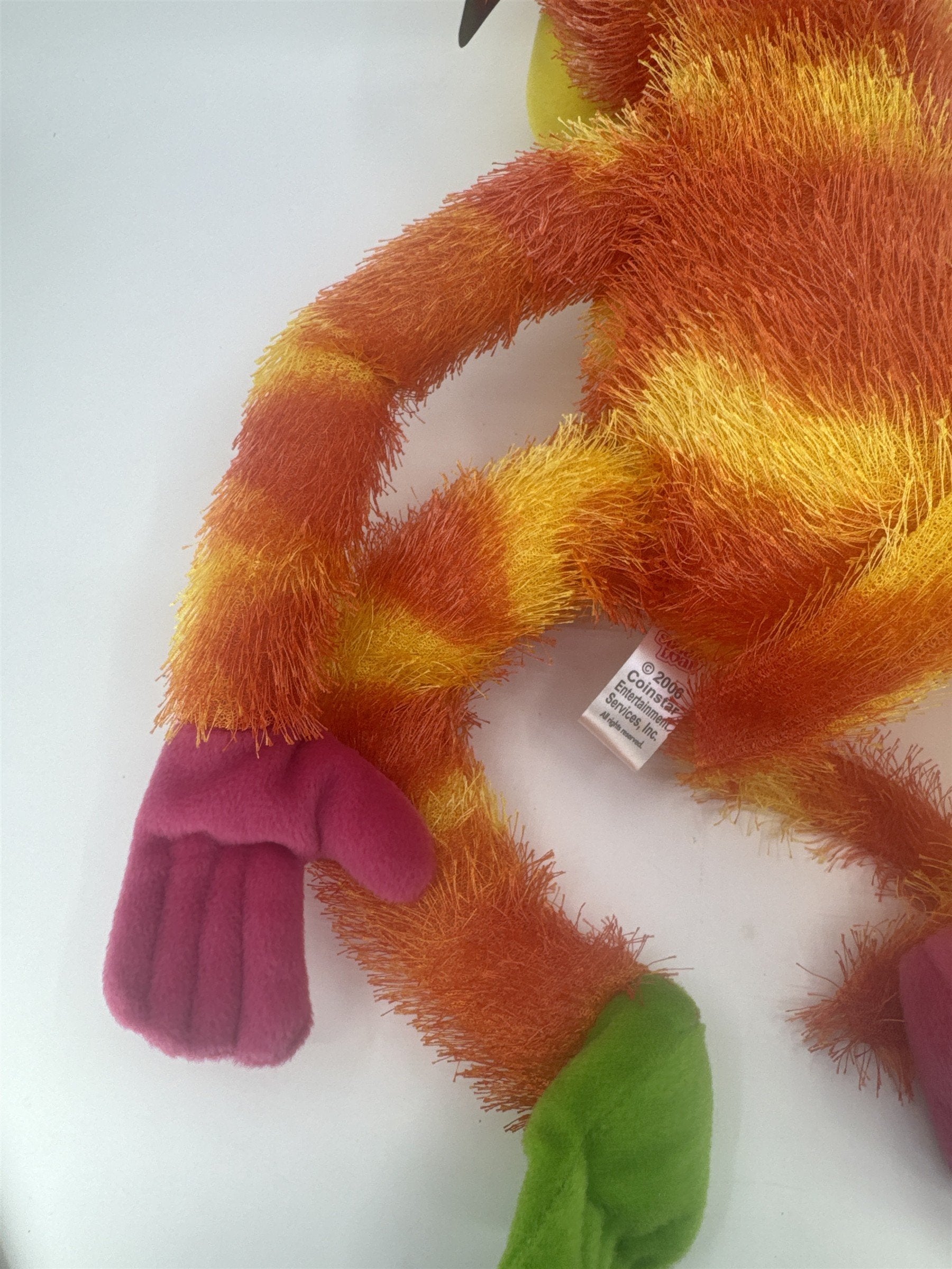 Sugar Loaf Toys Orange And Yellow Stuffed Plush Toy Monkey W/ Pink/Green Paws