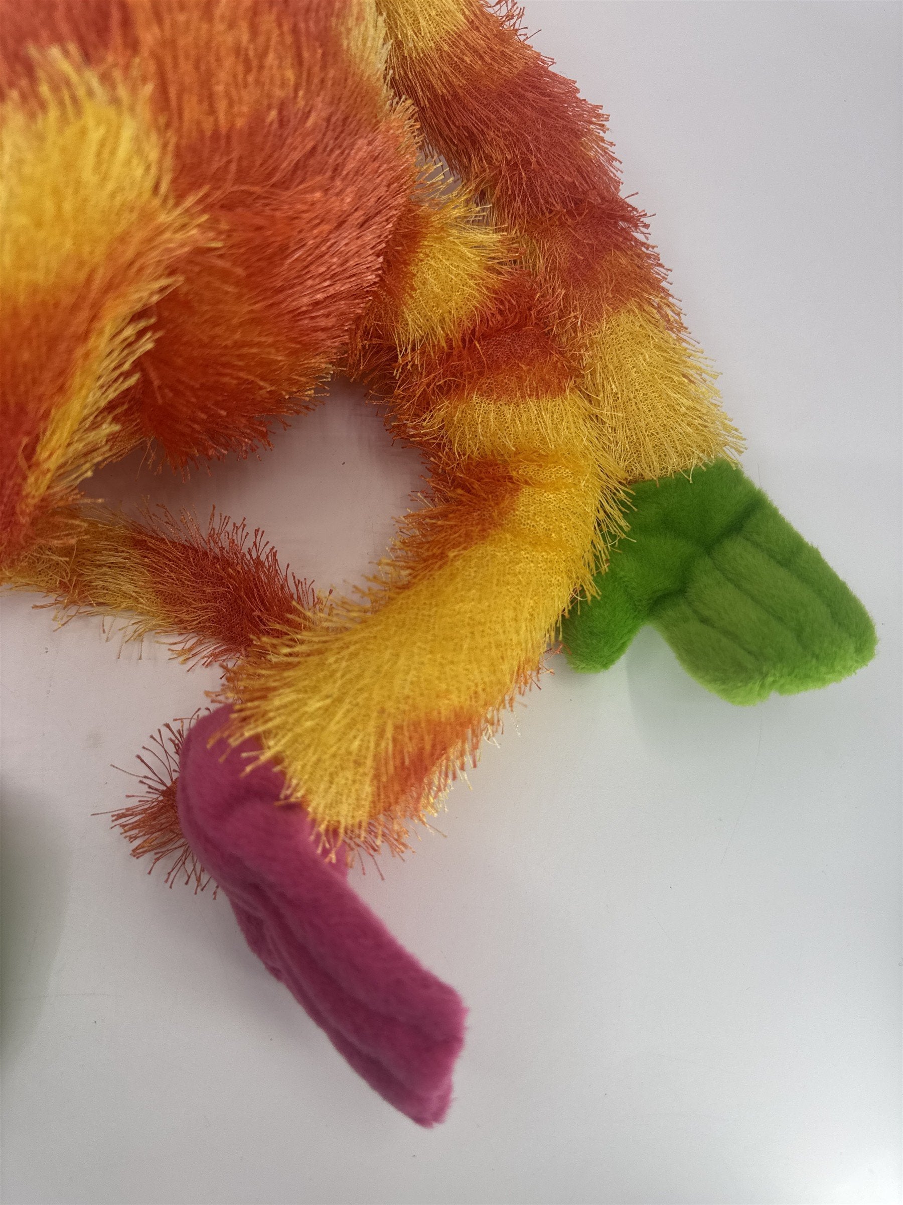 Sugar Loaf Toys Orange And Yellow Stuffed Plush Toy Monkey W/ Pink/Green Paws