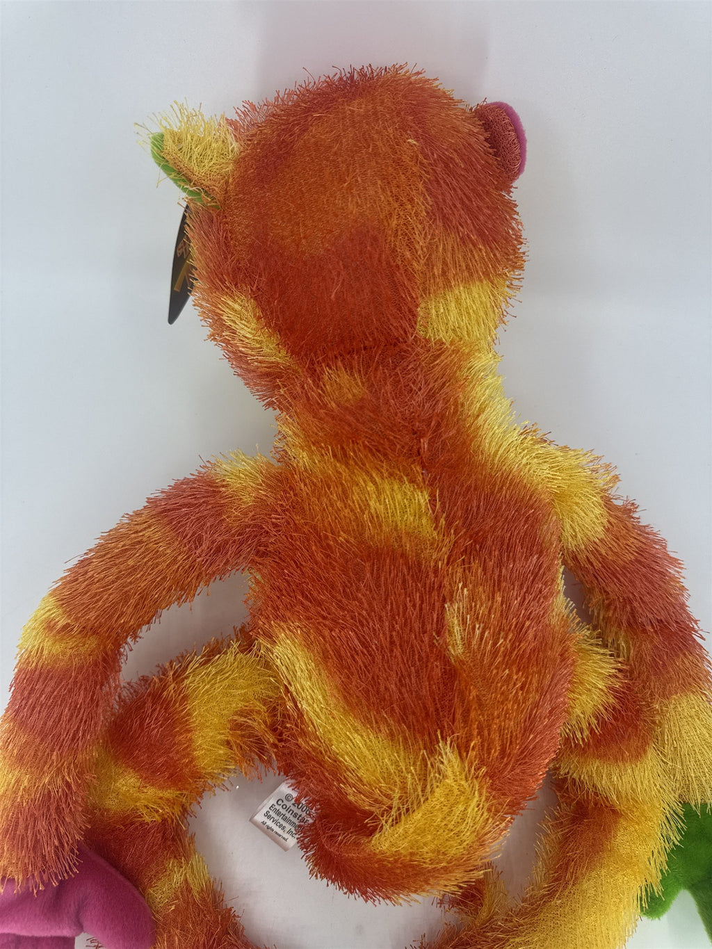 Sugar Loaf Toys Orange And Yellow Stuffed Plush Toy Monkey W/ Pink/Green Paws