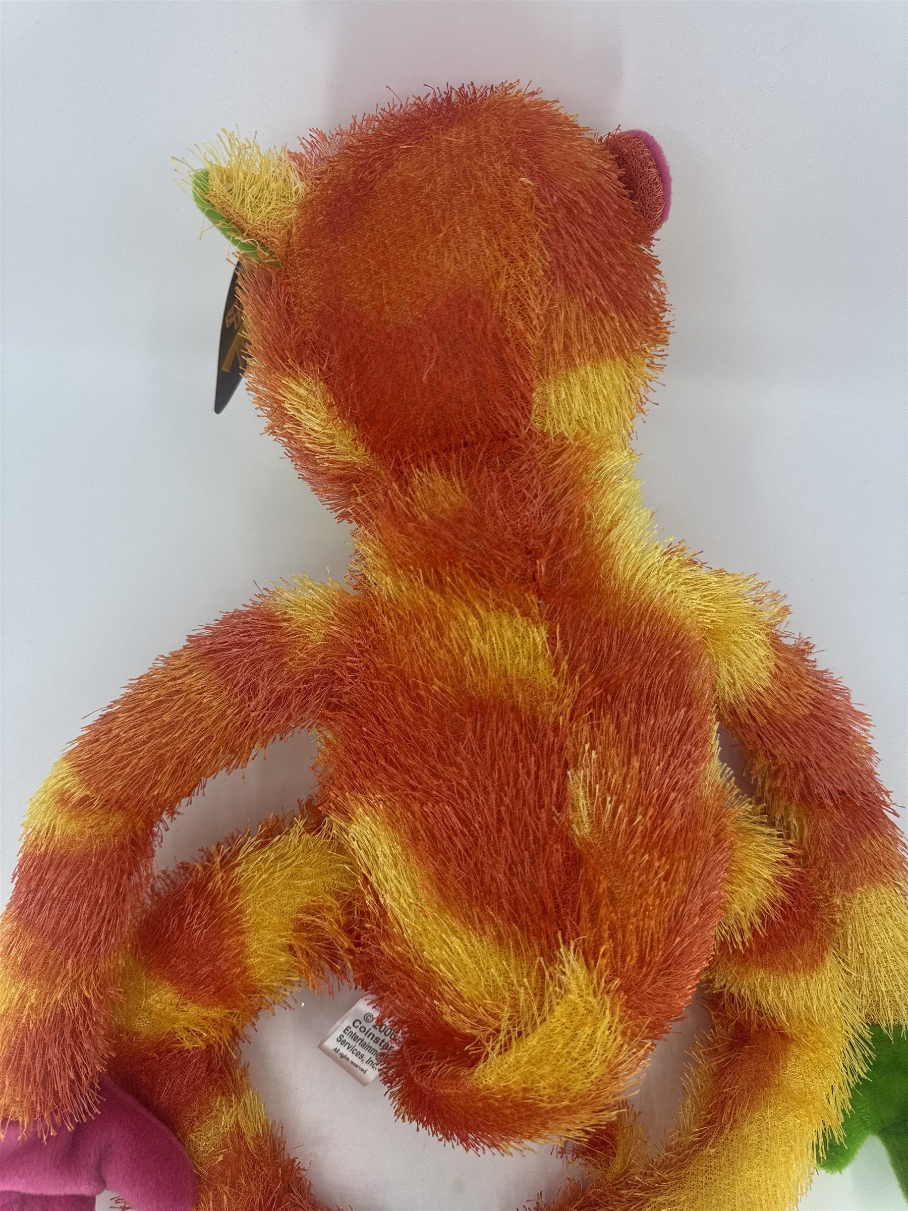 Sugar Loaf Toys Orange And Yellow Stuffed Plush Toy Monkey W/ Pink/Green Paws