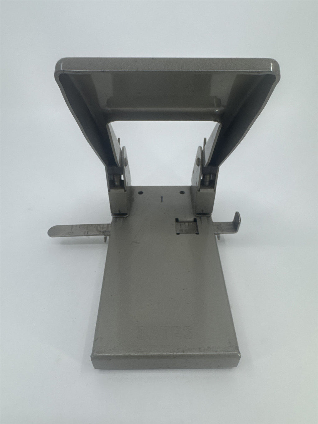 Vintage Grey Metal Bates Perforator Two Hole Punch Paper Hole Puncher