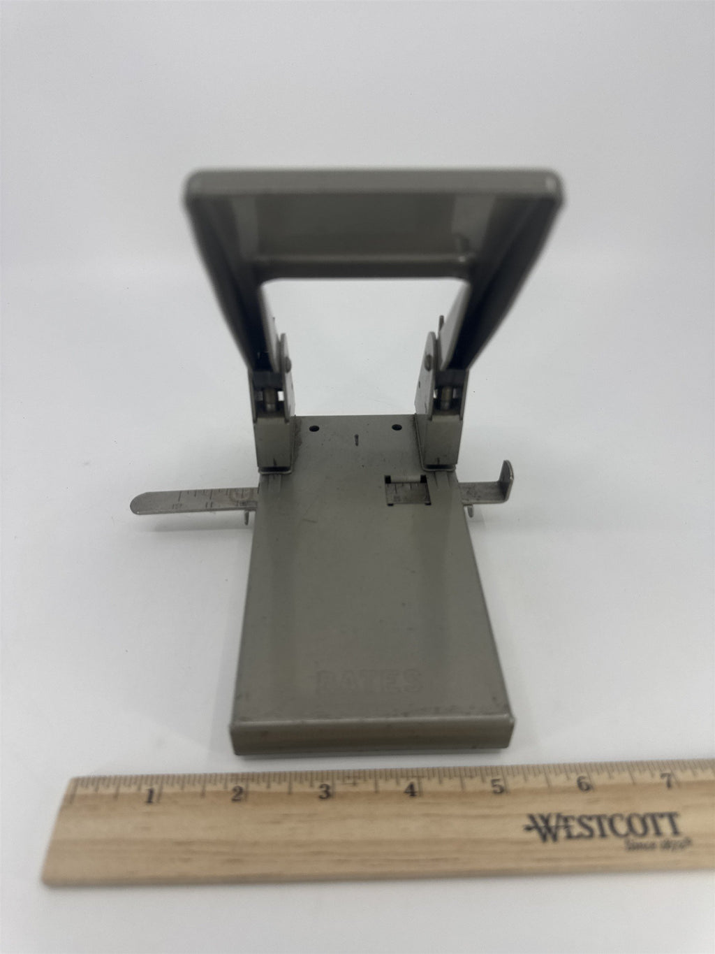 Vintage Grey Metal Bates Perforator Two Hole Punch Paper Hole Puncher