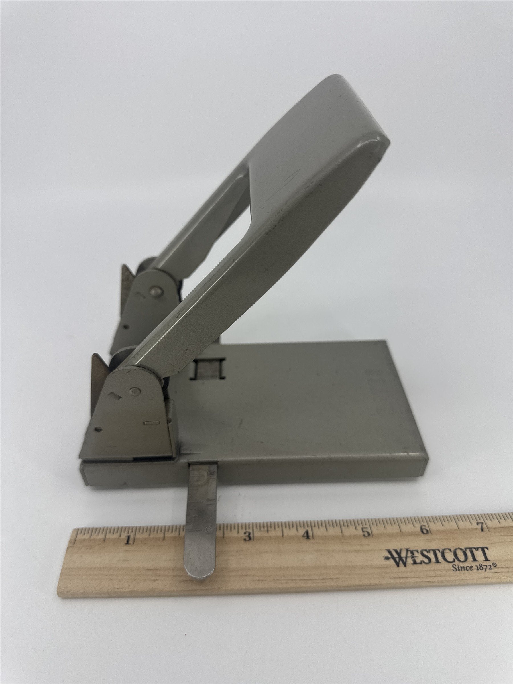 Vintage Grey Metal Bates Perforator Two Hole Punch Paper Hole Puncher