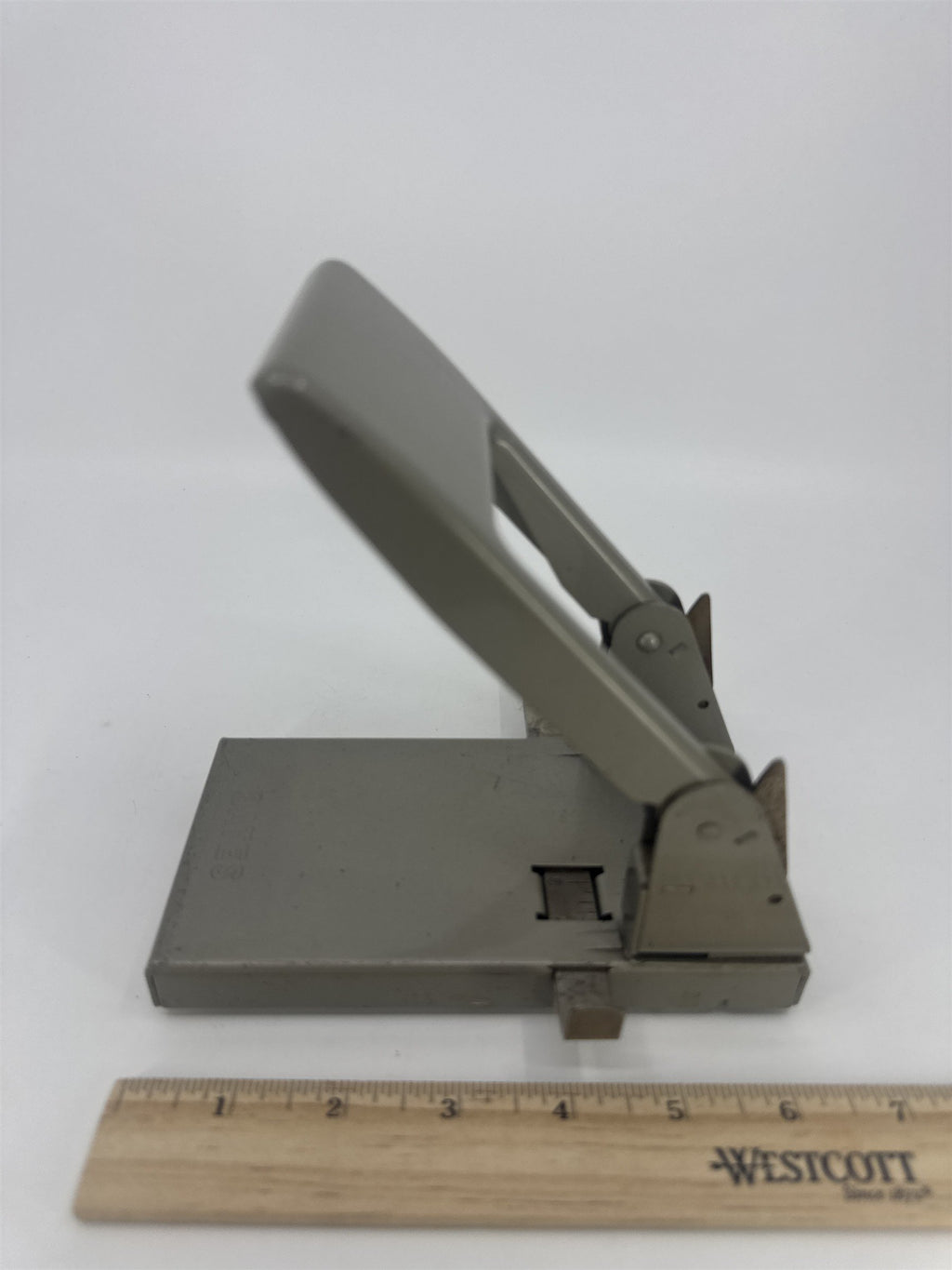 Vintage Grey Metal Bates Perforator Two Hole Punch Paper Hole Puncher