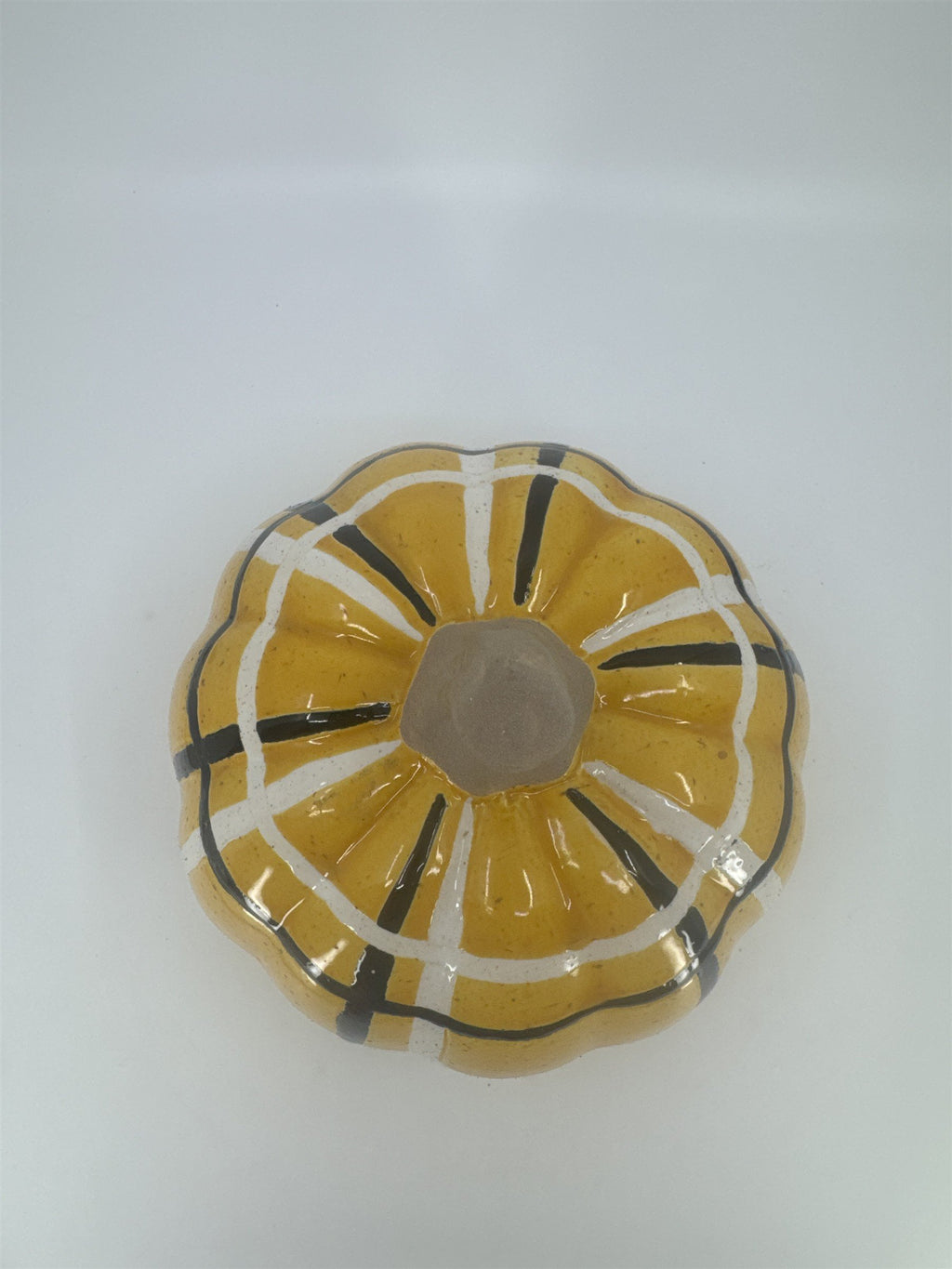 Decorative Plaid Print Orange/Black Ceramic Pumpkin Halloween/Fall/Autumn Decor