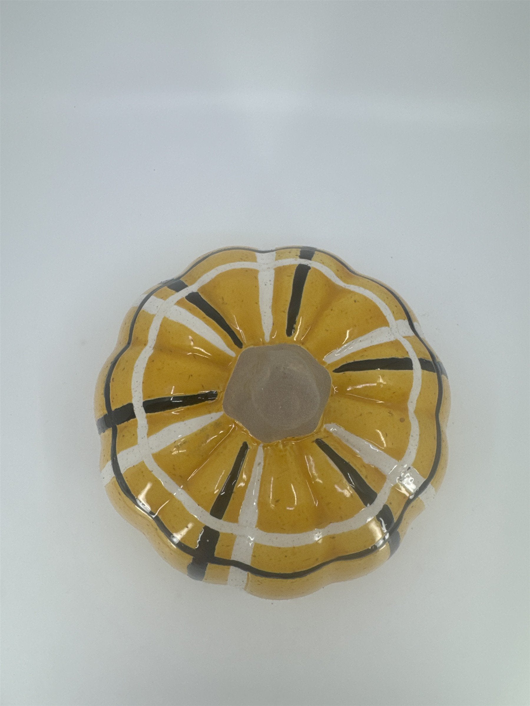 Decorative Plaid Print Orange/Black Ceramic Pumpkin Halloween/Fall/Autumn Decor