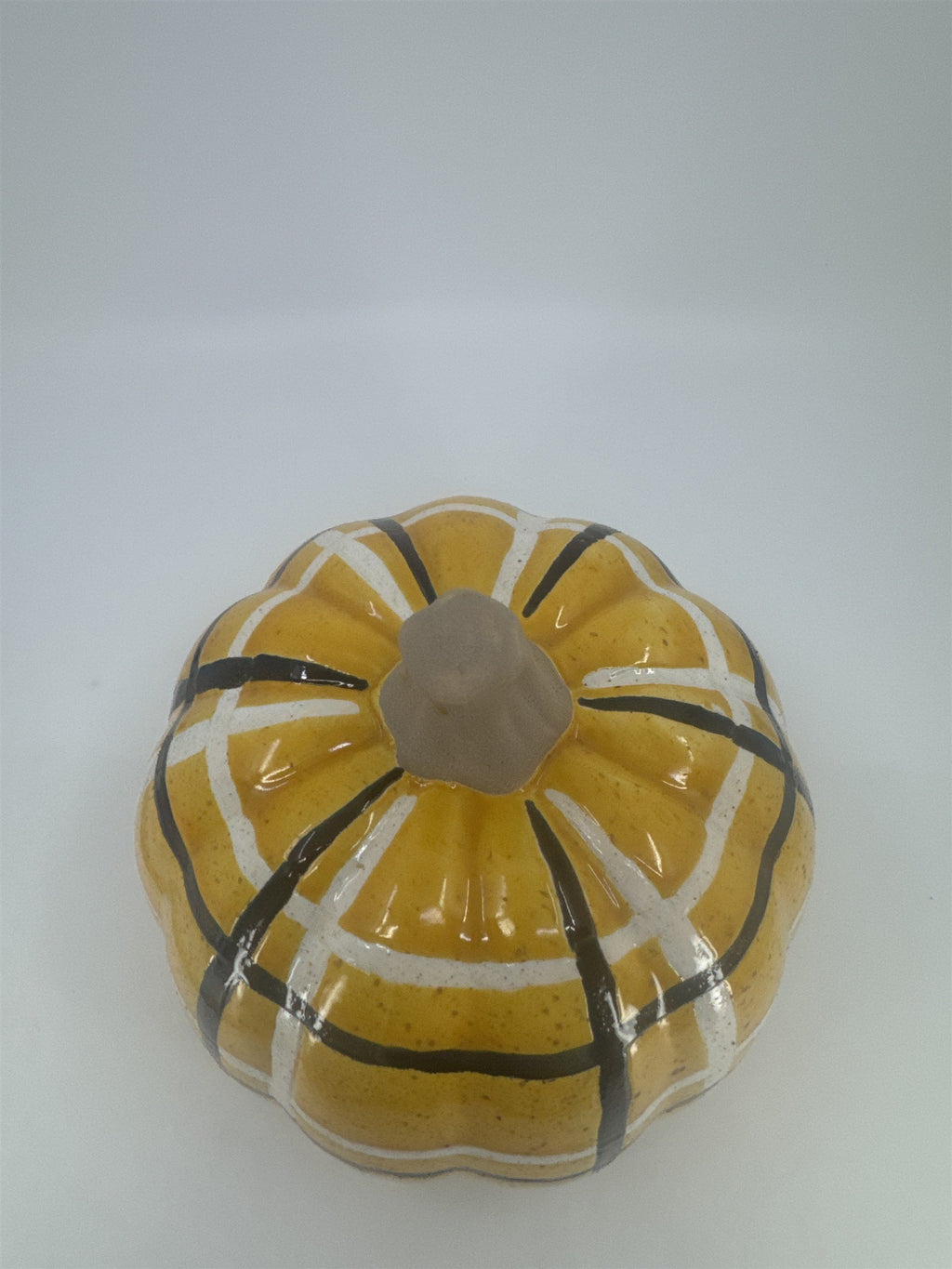 Decorative Plaid Print Orange/Black Ceramic Pumpkin Halloween/Fall/Autumn Decor