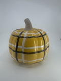 Decorative Plaid Print Orange/Black Ceramic Pumpkin Halloween/Fall/Autumn Decor