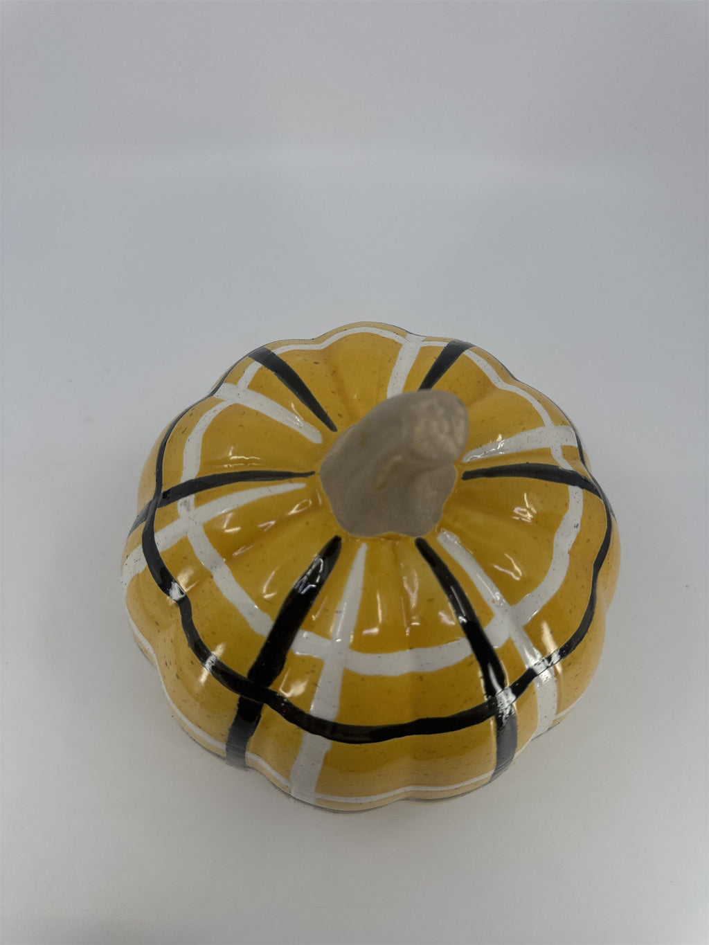 Decorative Plaid Print Orange/Black Ceramic Pumpkin Halloween/Fall/Autumn Decor