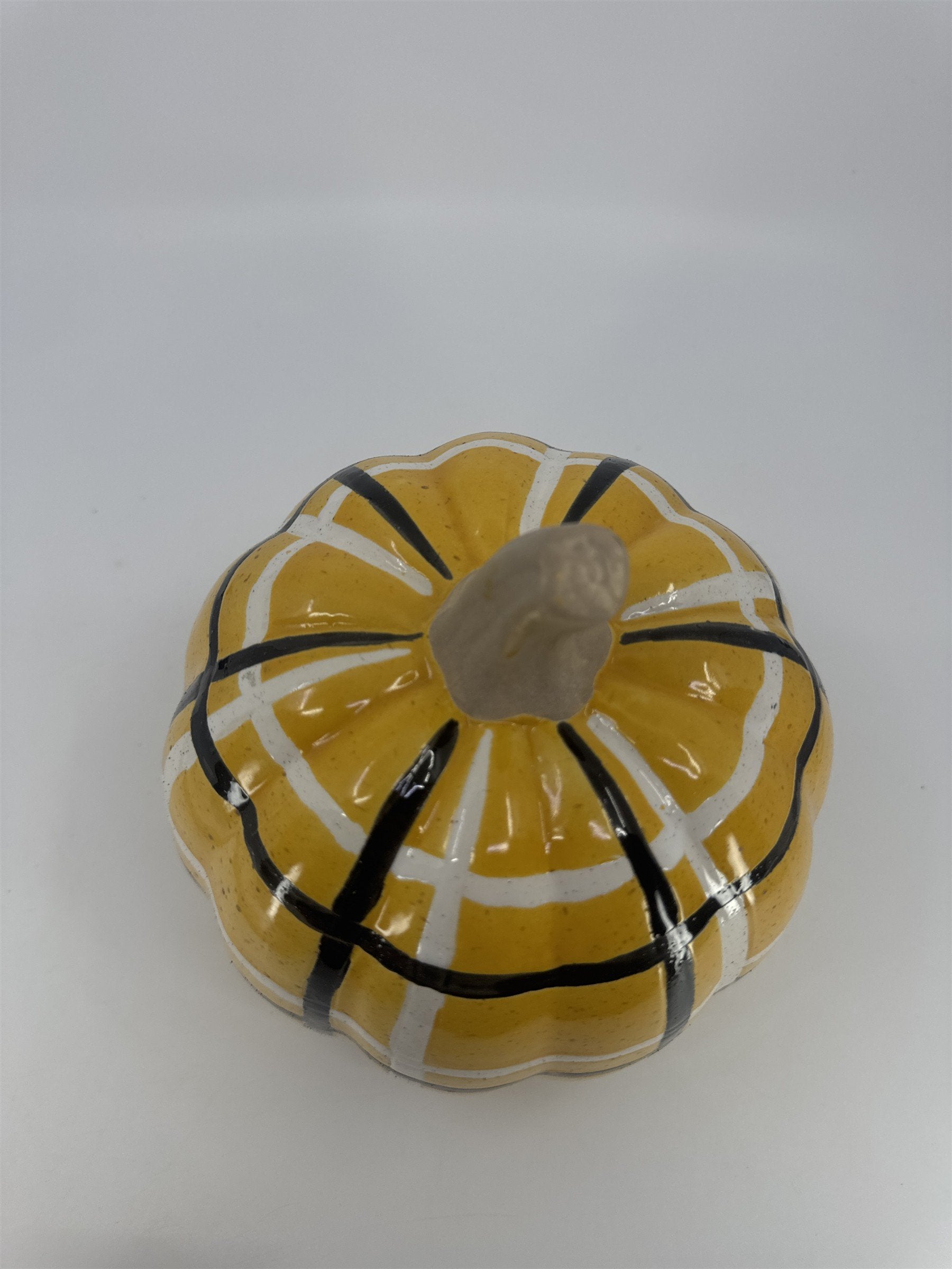 Decorative Plaid Print Orange/Black Ceramic Pumpkin Halloween/Fall/Autumn Decor