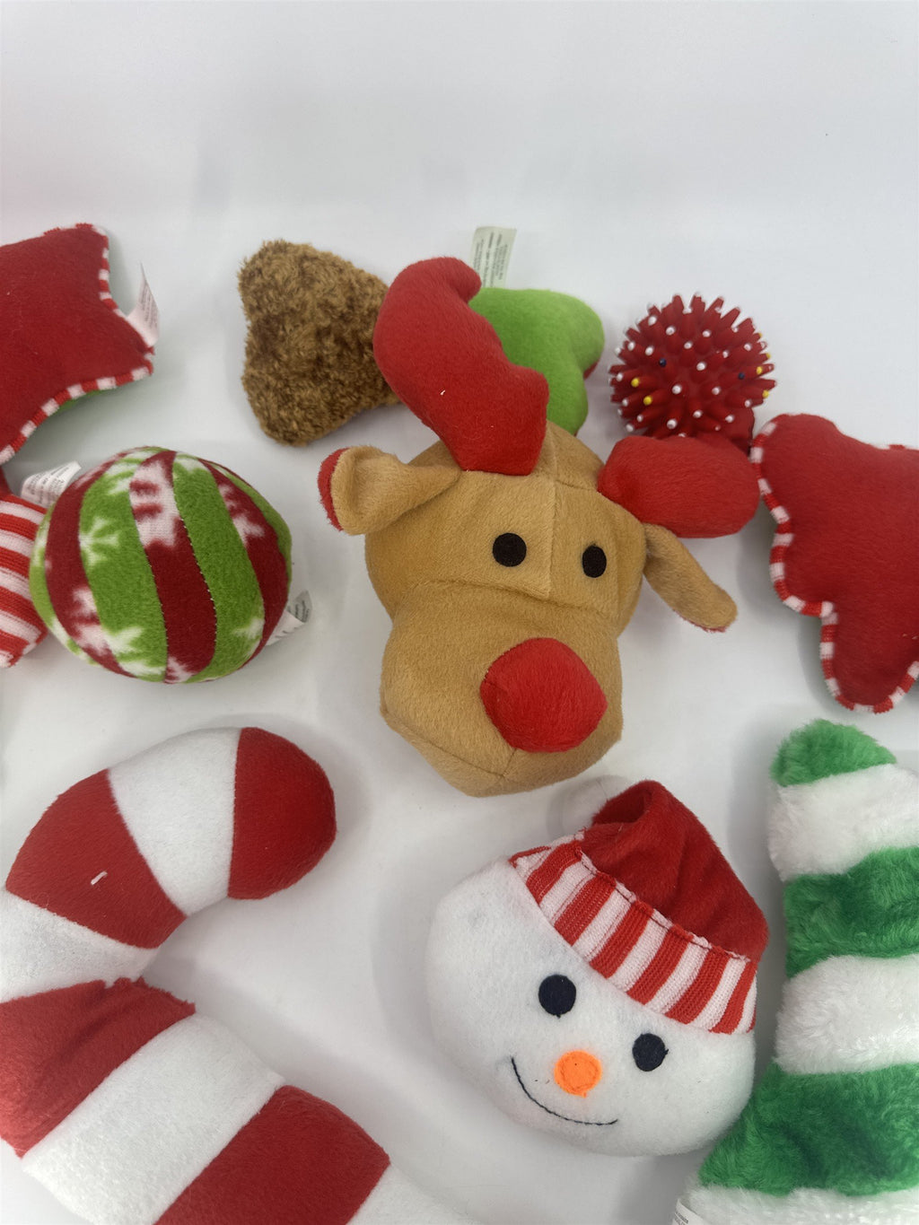 Lot Of 11 Dog Or Puppy Christmas Holiday Chew Toys Reindeer/Snowman/Mittens