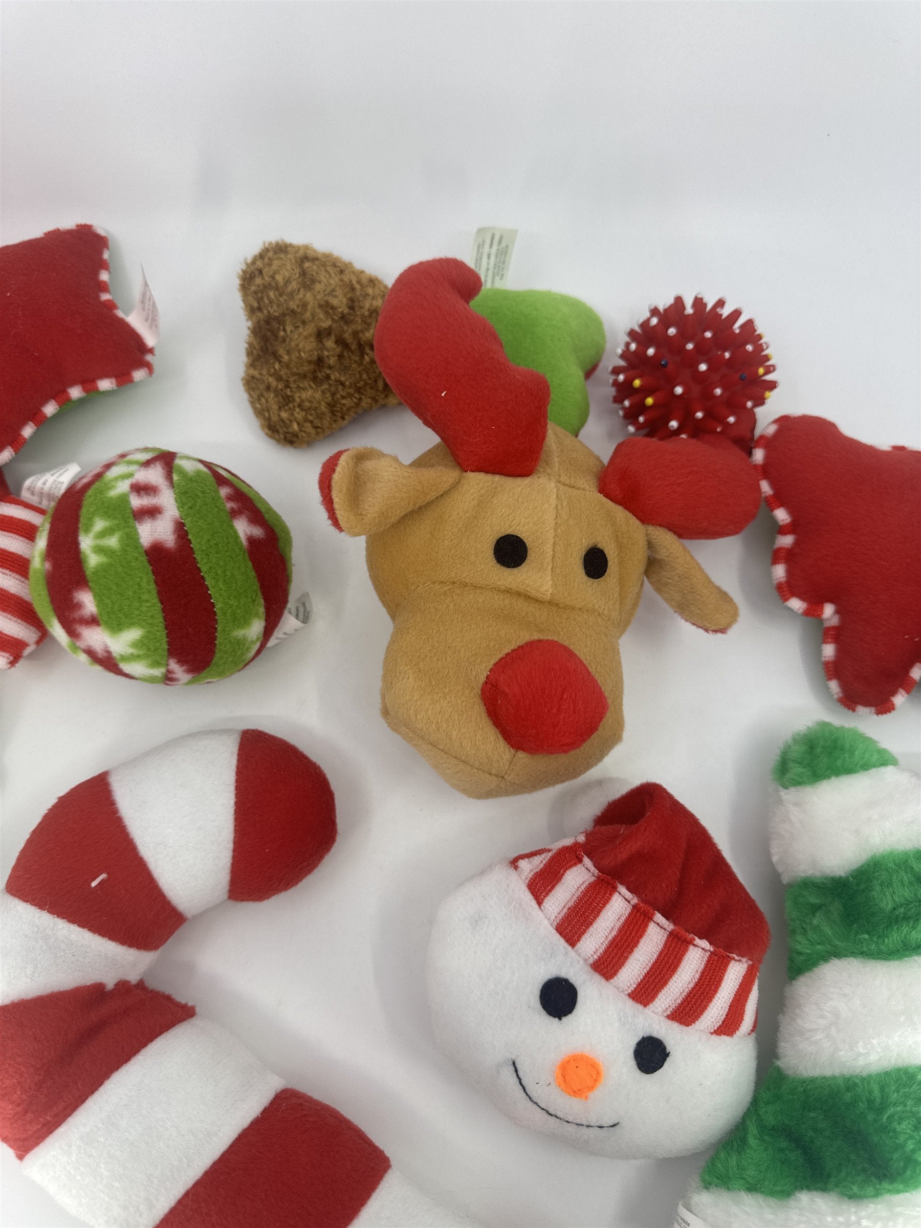 Lot Of 11 Dog Or Puppy Christmas Holiday Chew Toys Reindeer/Snowman/Mittens