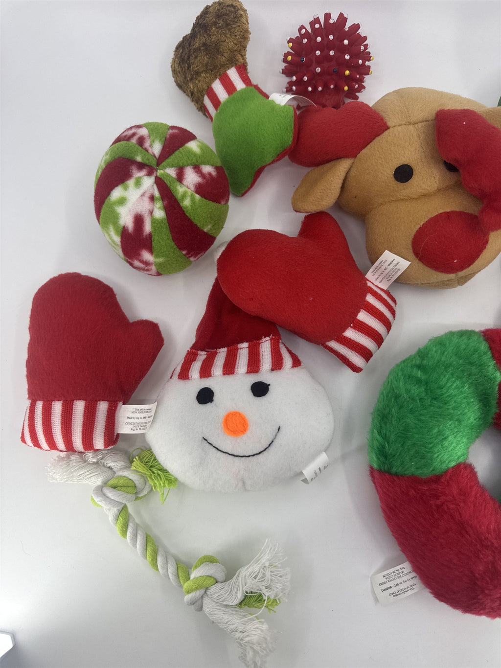 Lot Of 11 Dog Or Puppy Christmas Holiday Chew Toys Reindeer/Snowman/Mittens