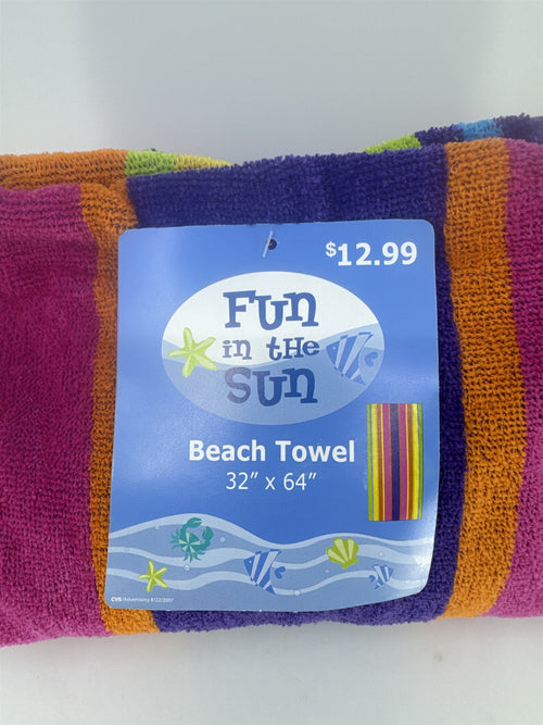 Fun In The Sun 32" X 64" Beach Towel Multicolor Striped Pool/Beach Towel