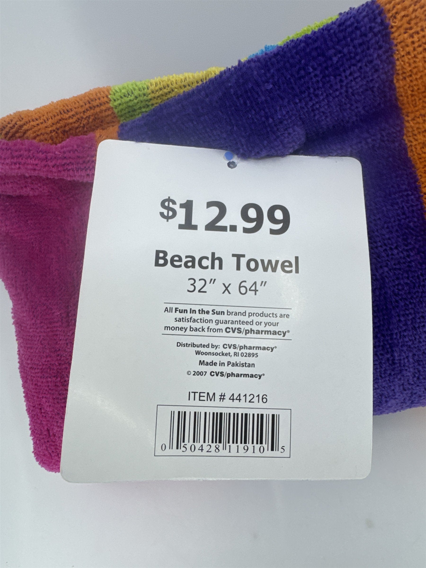 Fun In The Sun 32" X 64" Beach Towel Multicolor Striped Pool/Beach Towel