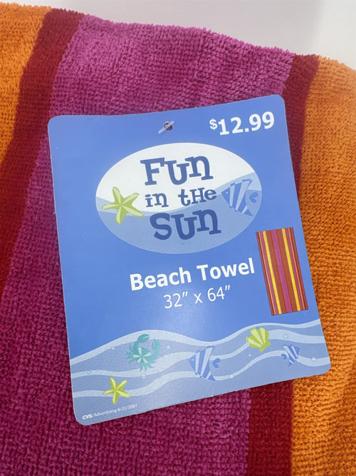 Fun In The Sun 32" X 64" Beach Towel Multicolor Striped Pool/Beach Towel