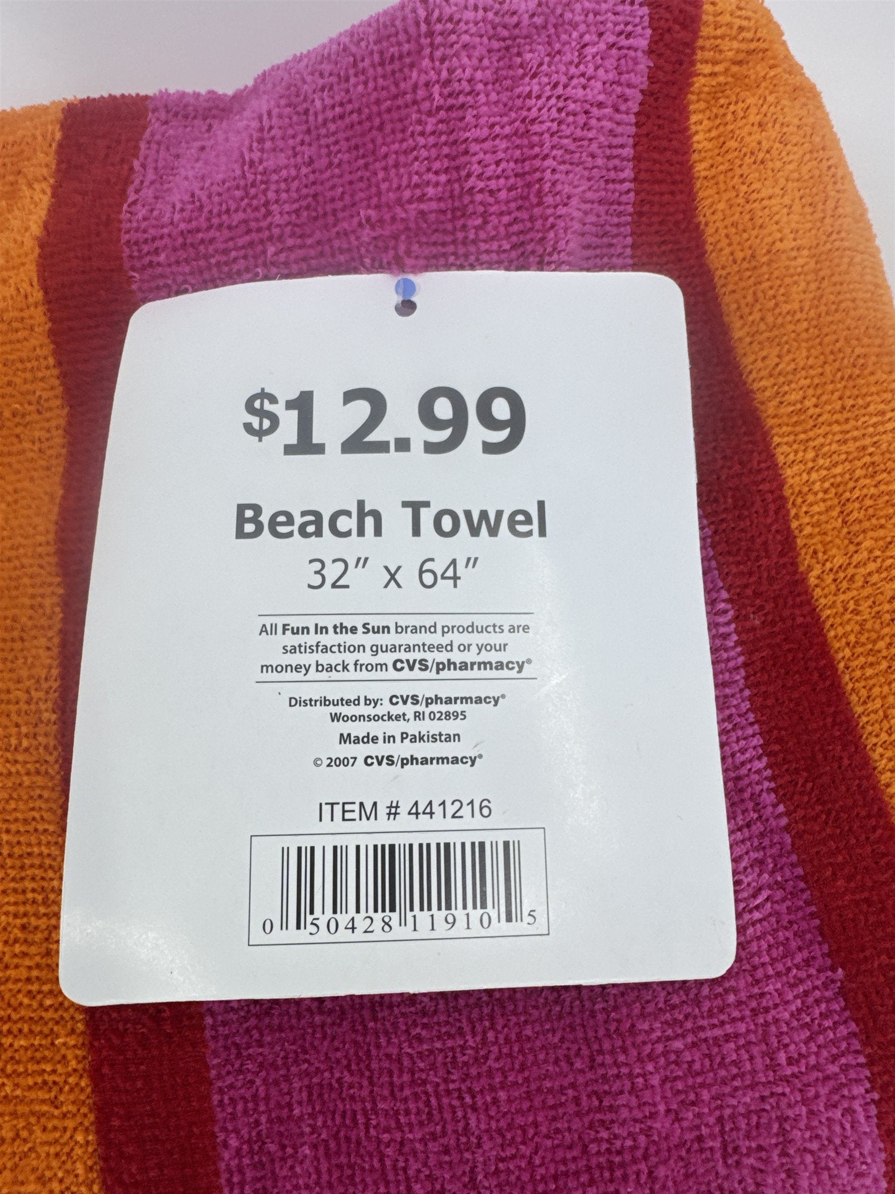 Fun In The Sun 32" X 64" Beach Towel Multicolor Striped Pool/Beach Towel