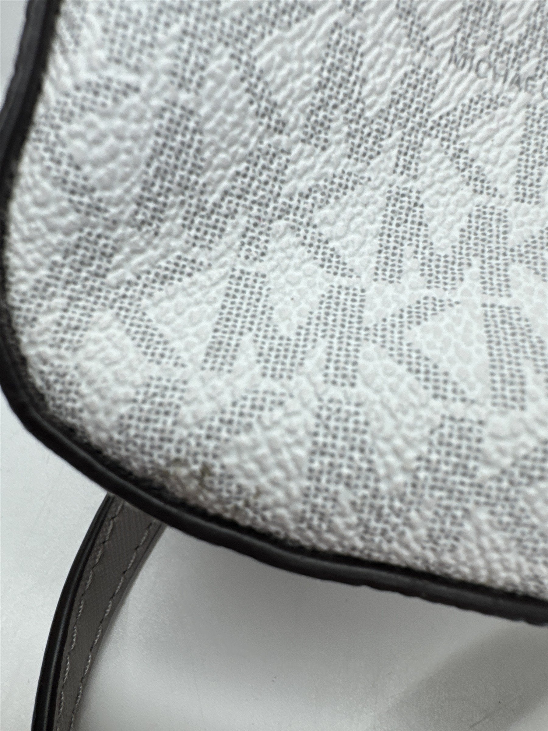 Michael Kors White Grey Crossbody Bag MK Signature Silver Chain