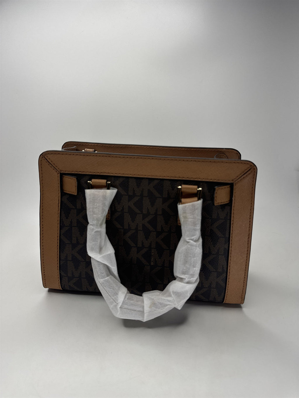 Michael Kors Dillon Mini Satchel Bag MK Signature Brown Acorn Crossbody