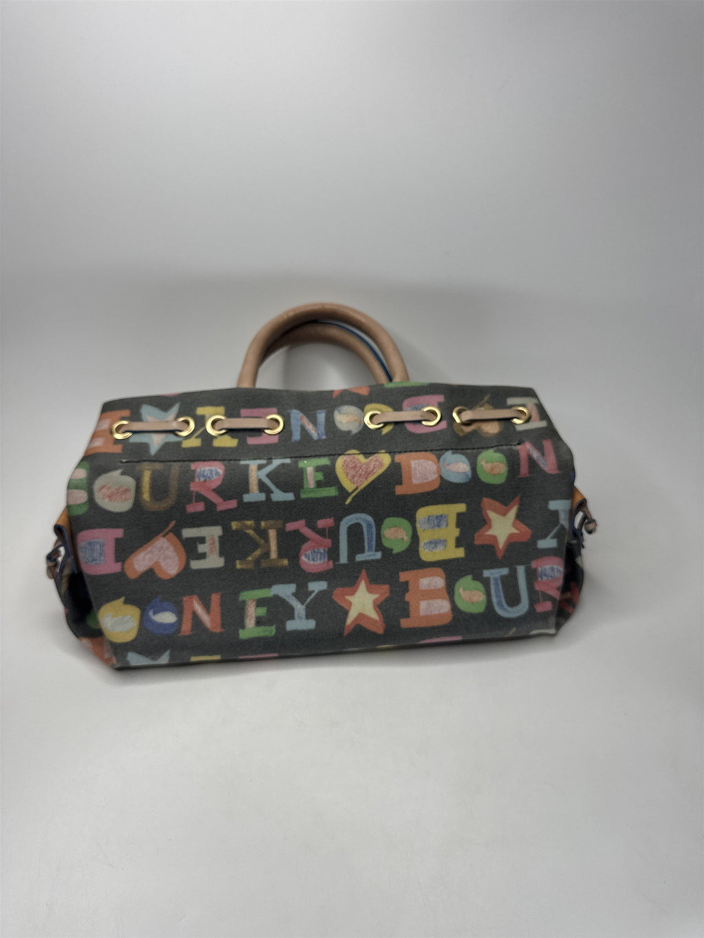 Dooney & Bourke Multi-Color Logo Print Duffle Satchel Bag Rainbow Heart