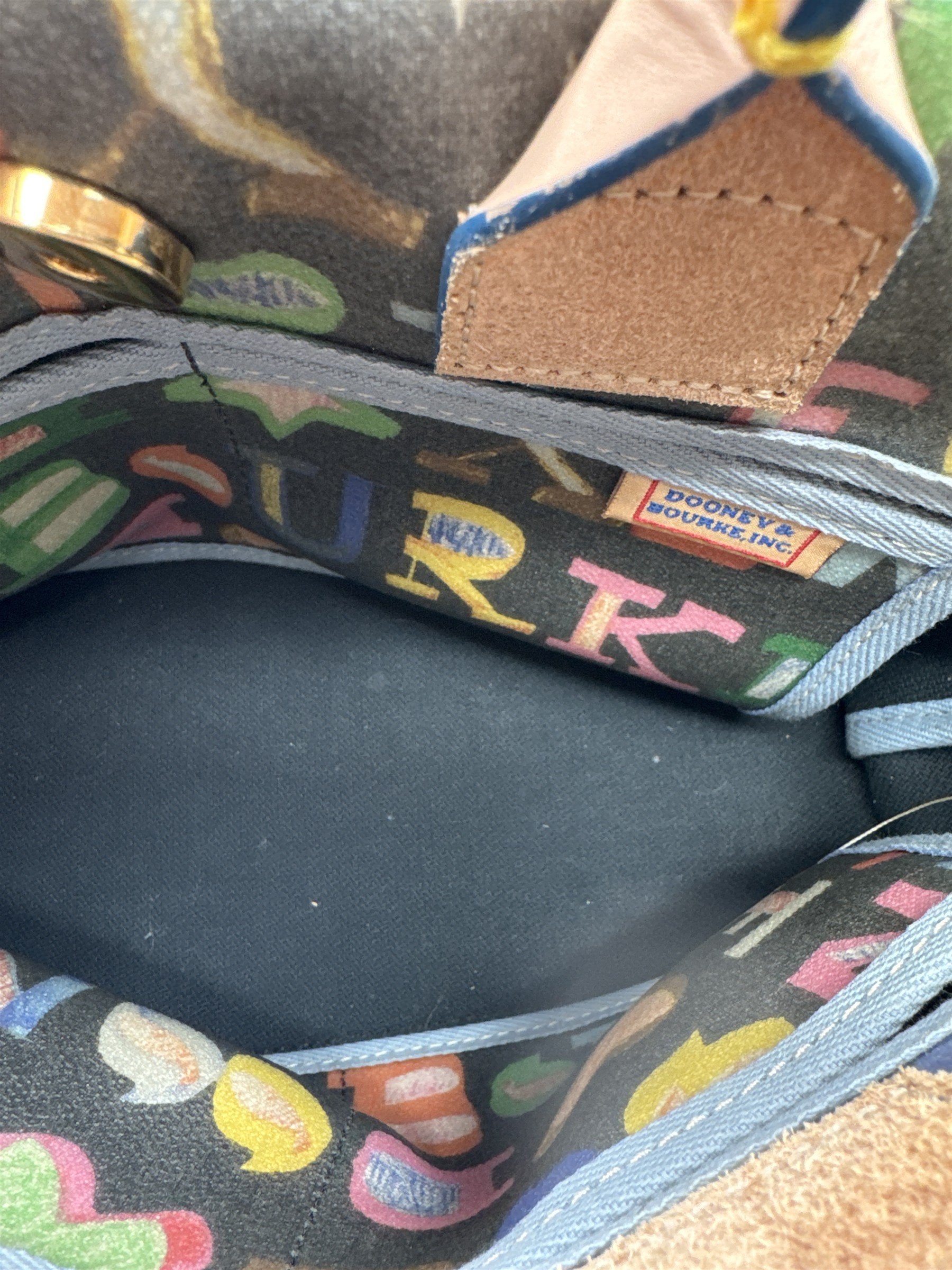 Dooney & Bourke Multi-Color Logo Print Duffle Satchel Bag Rainbow Heart