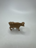 Miniature Hard Plastic Cow Figurine Toy Farm Animal Tan Brown VTG