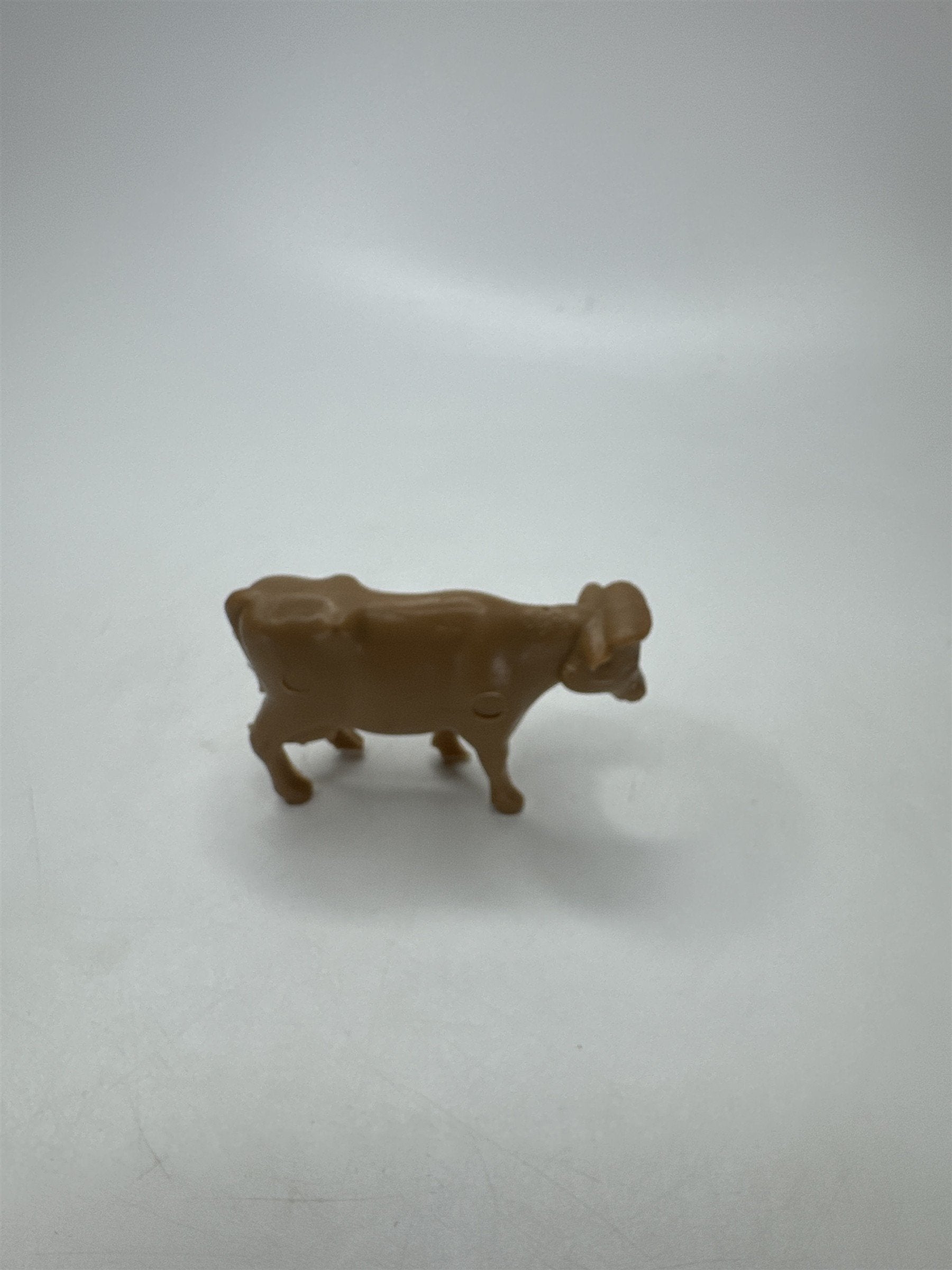 Miniature Hard Plastic Cow Figurine Toy Farm Animal Tan Brown VTG