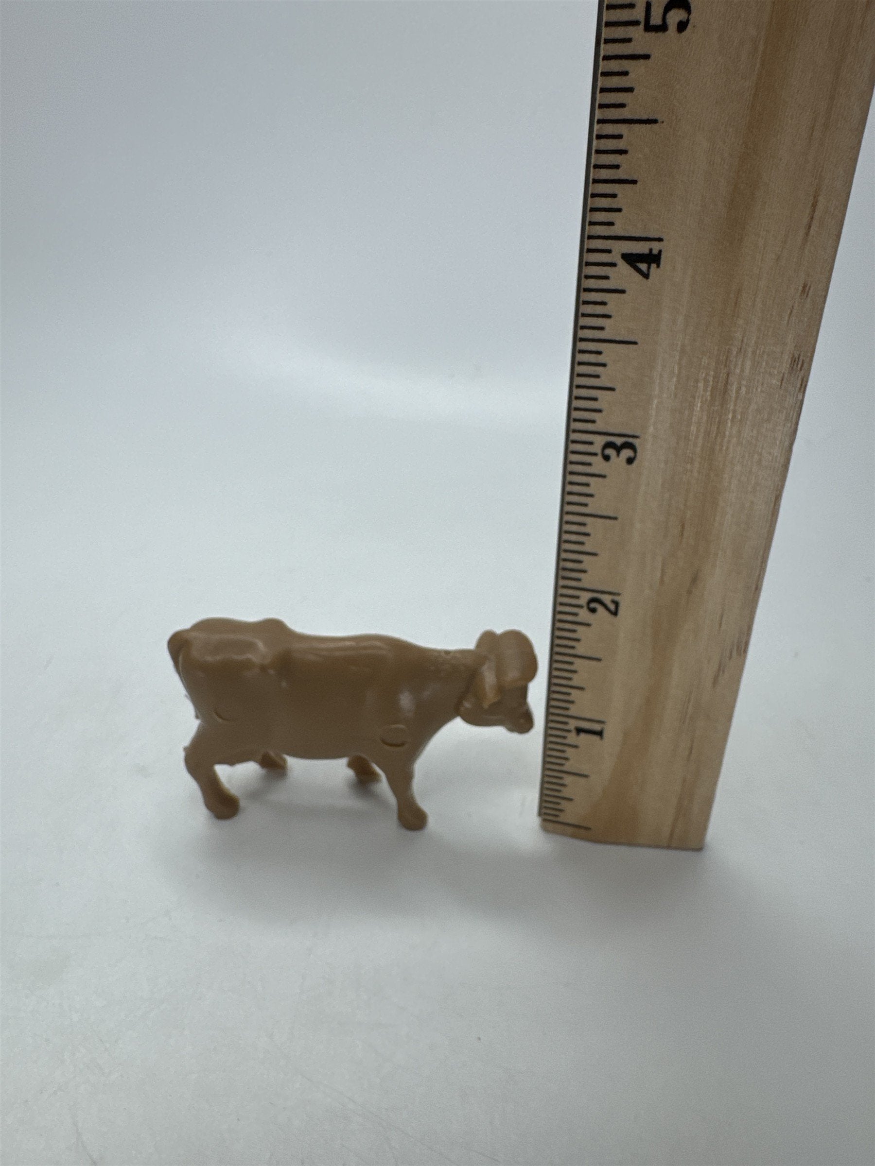Miniature Hard Plastic Cow Figurine Toy Farm Animal Tan Brown VTG