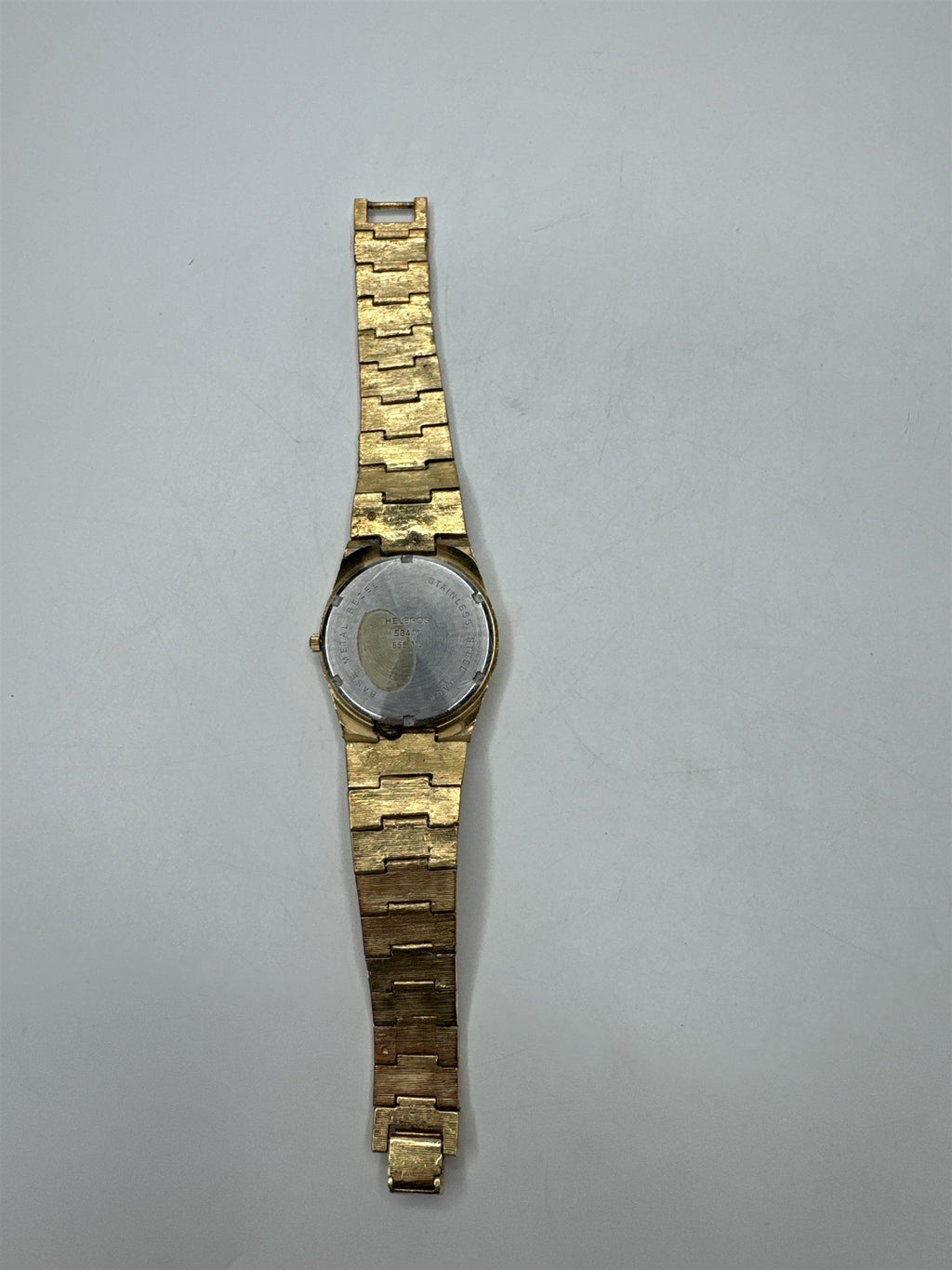 Helbros Gold Nugget Texture Quartz Watch Diamond Chip Accents Black Dial VTG