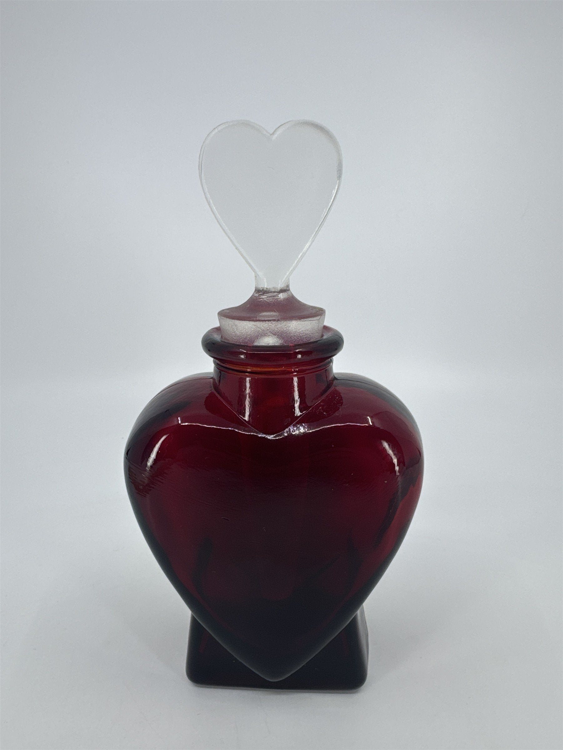 Vintage Heart Shaped Valentine's Day Glass Bottle Perfume Bottle W/ Stopper