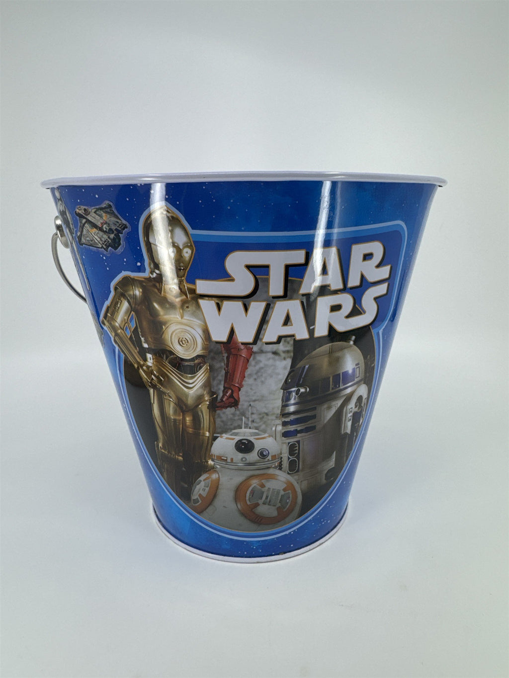 Star Wars Force Awakens Metal Collector's Pail Tin Bucket W/ Stickers On It