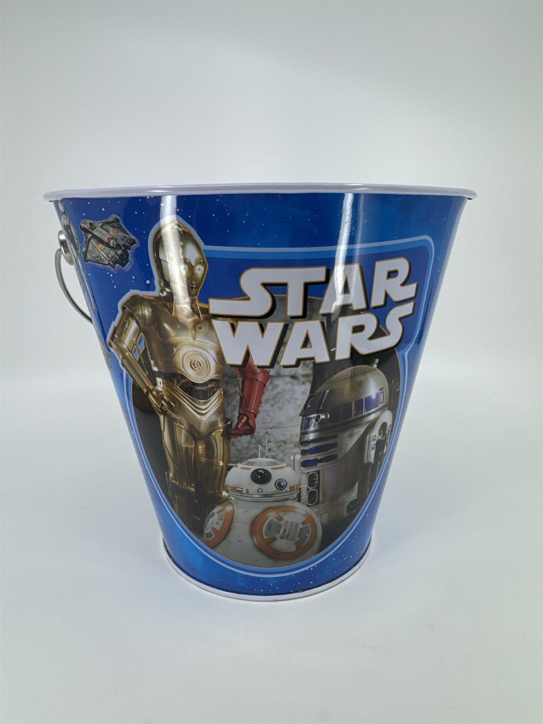 Star Wars Force Awakens Metal Collector's Pail Tin Bucket W/ Stickers On It