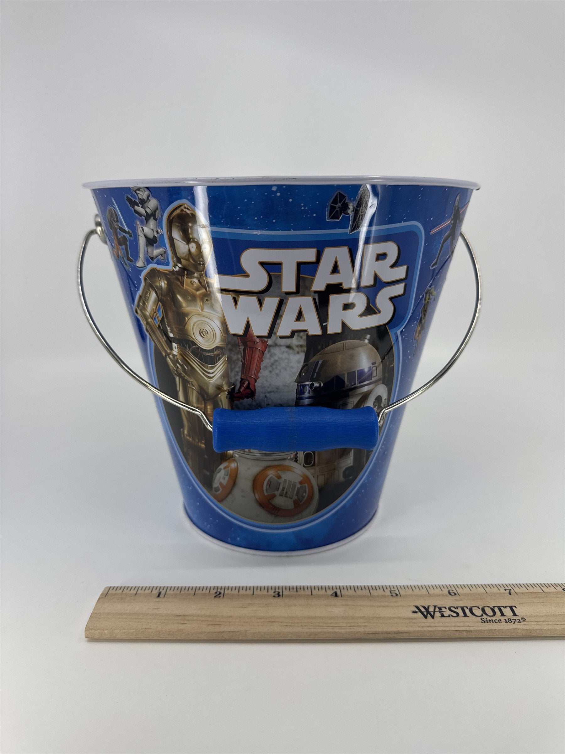 Star Wars Force Awakens Metal Collector's Pail Tin Bucket W/ Stickers On It
