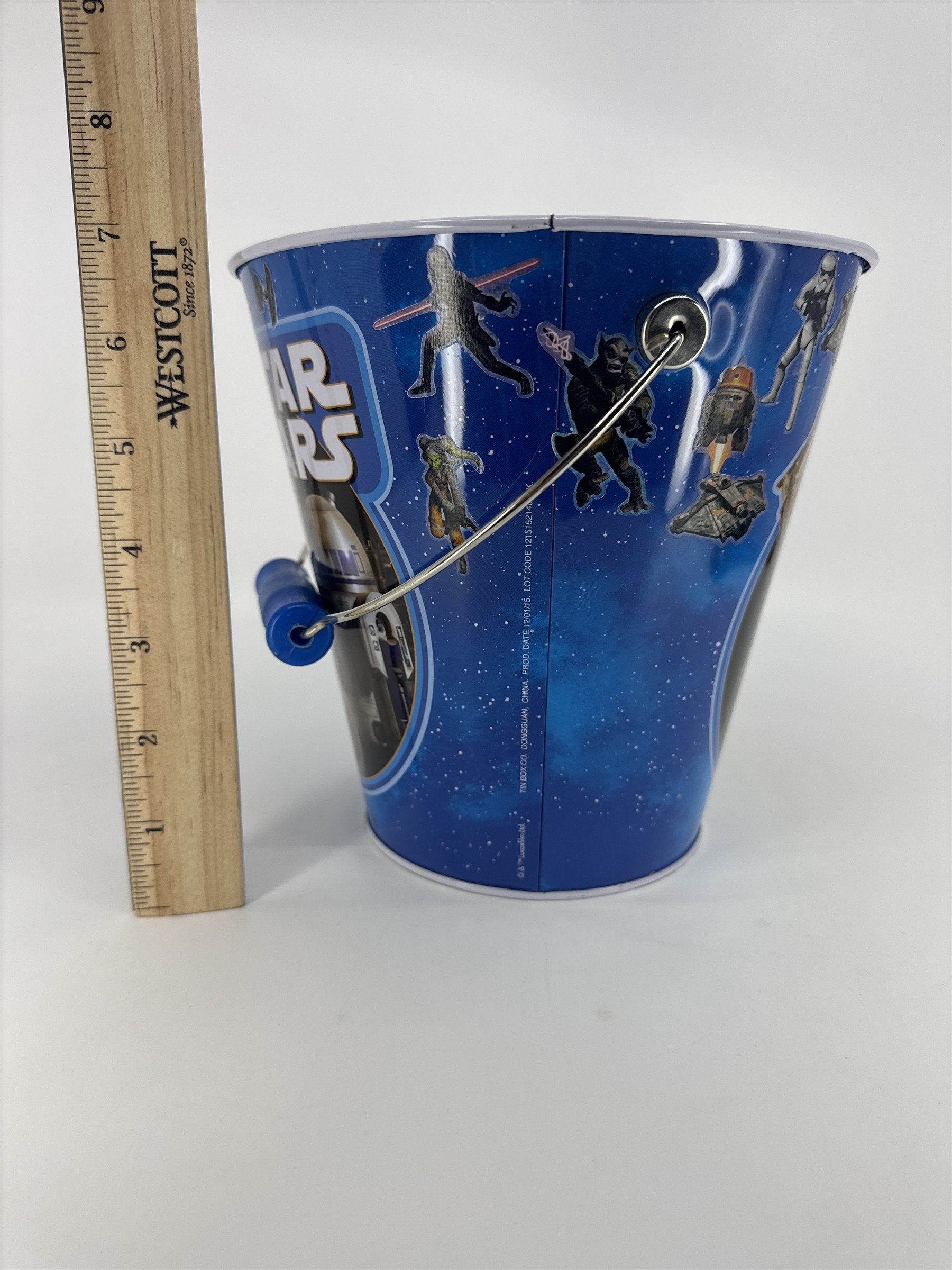 Star Wars Force Awakens Metal Collector's Pail Tin Bucket W/ Stickers On It
