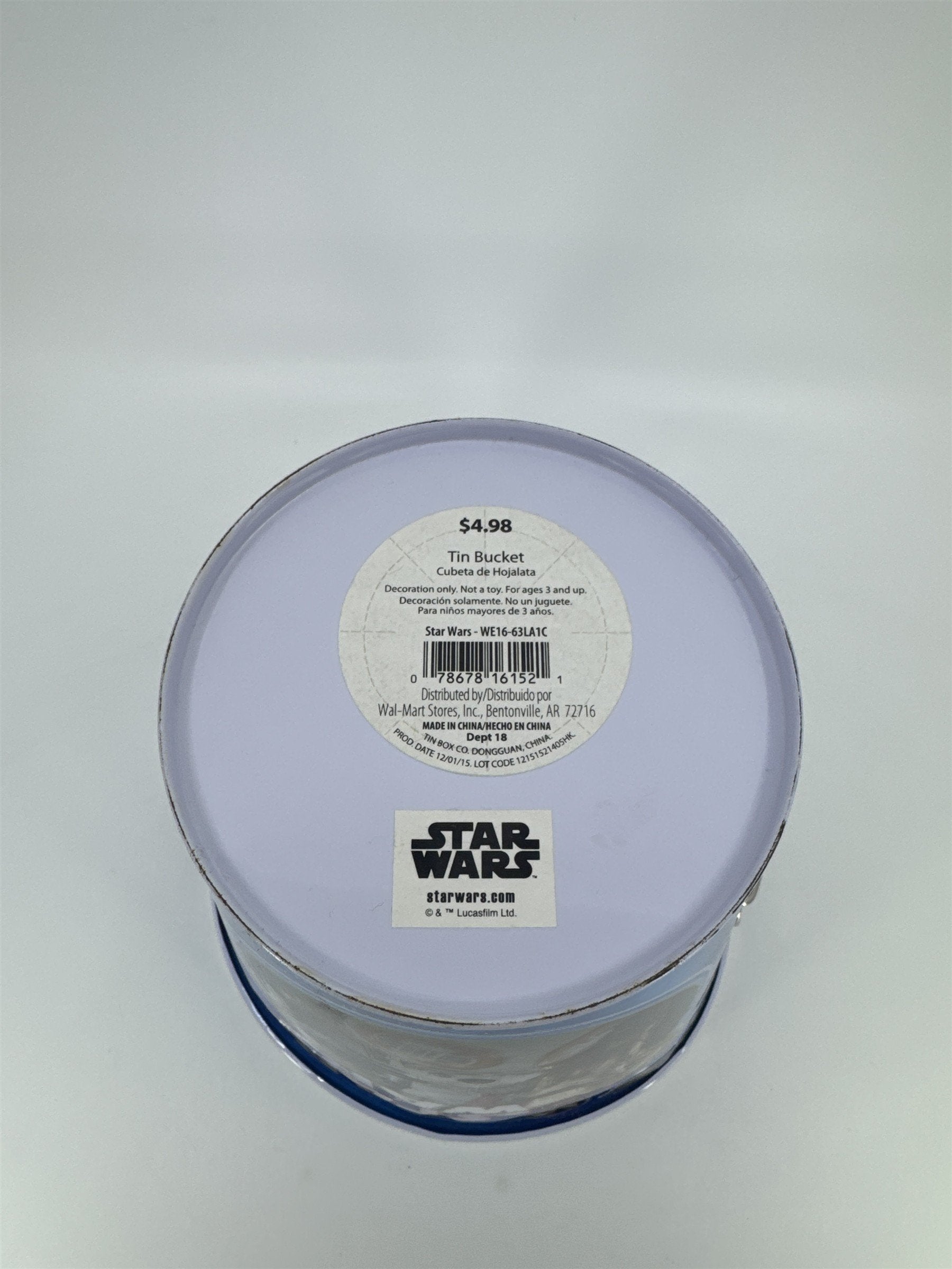 Star Wars Force Awakens Metal Collector's Pail Tin Bucket W/ Stickers On It