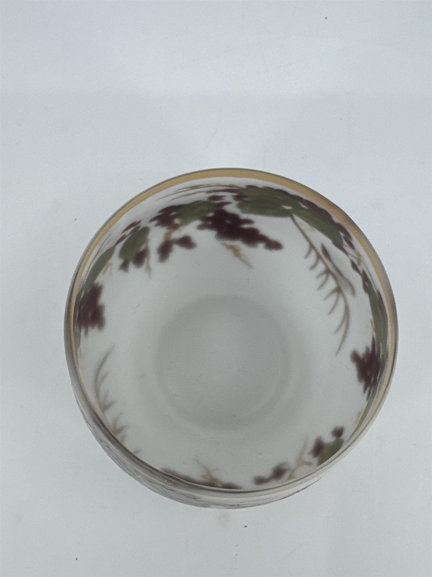 Vintage Hand Painted Glass Votive Candle Holder W/ Grape Vines And Birds
