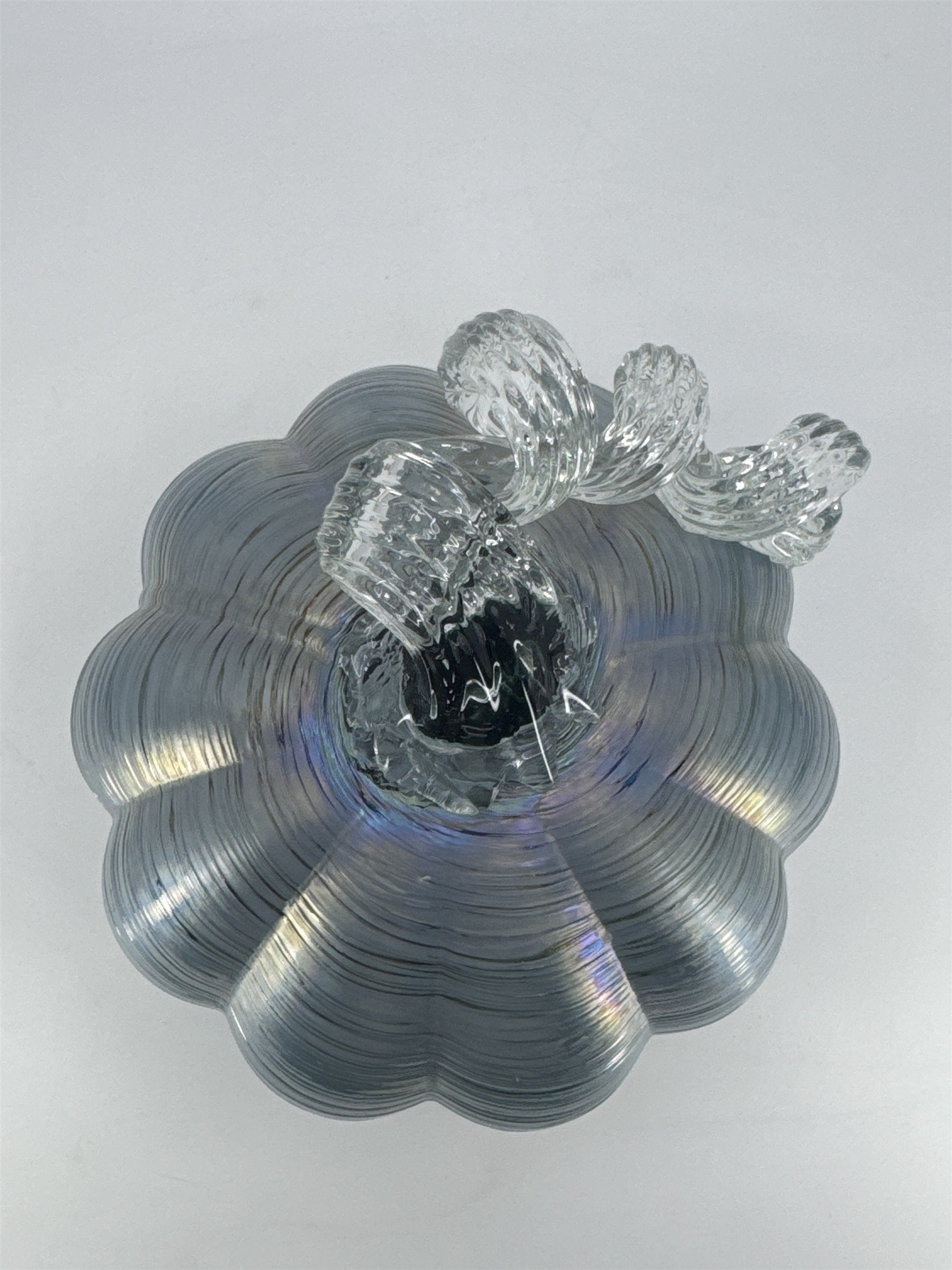 Hand Blown Art Glass Light Blue/Silver Glass Pumpkin Halloween/Fall Decor