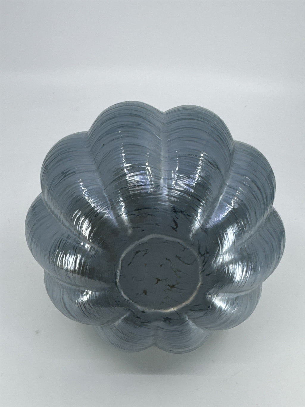 Hand Blown Art Glass Light Blue/Silver Glass Pumpkin Halloween/Fall Decor