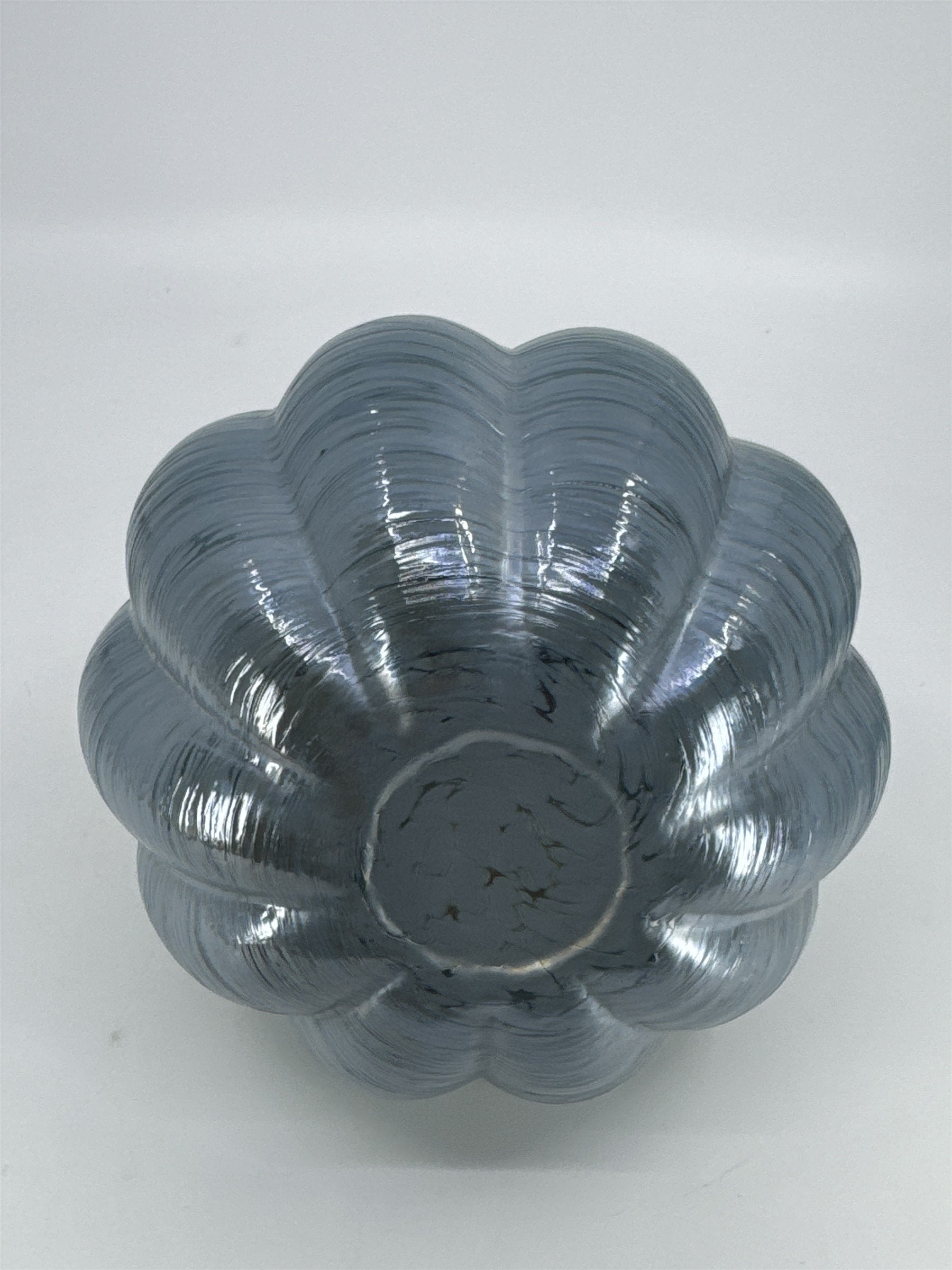 Hand Blown Art Glass Light Blue/Silver Glass Pumpkin Halloween/Fall Decor