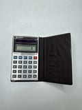 Vintage Sharp Elsi Mate EL-326H Solar Cell Calculator Black Wallet Case Working